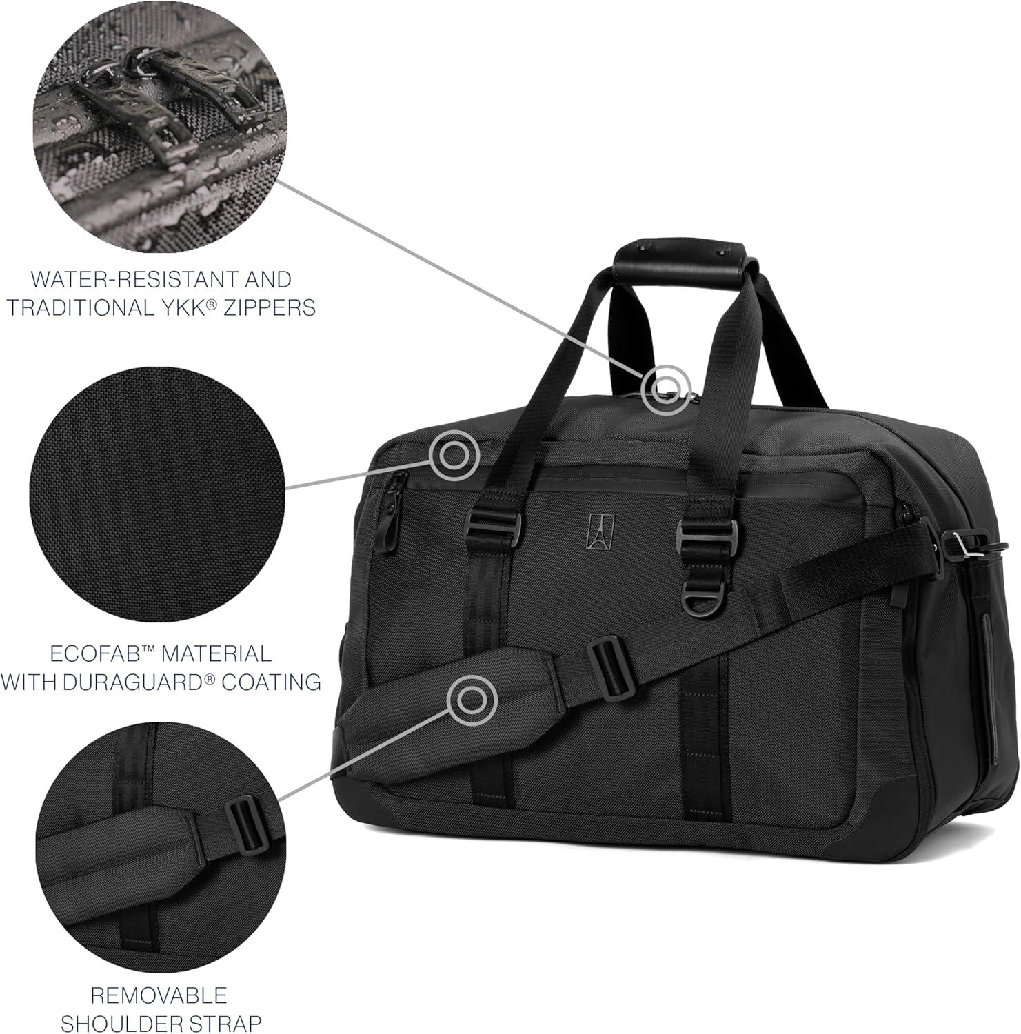 imageTravelpro Altitude Double Expansion Travel Duffel Bag 4048L Weekender Overnight Water Resistant Men and WomenJet Black