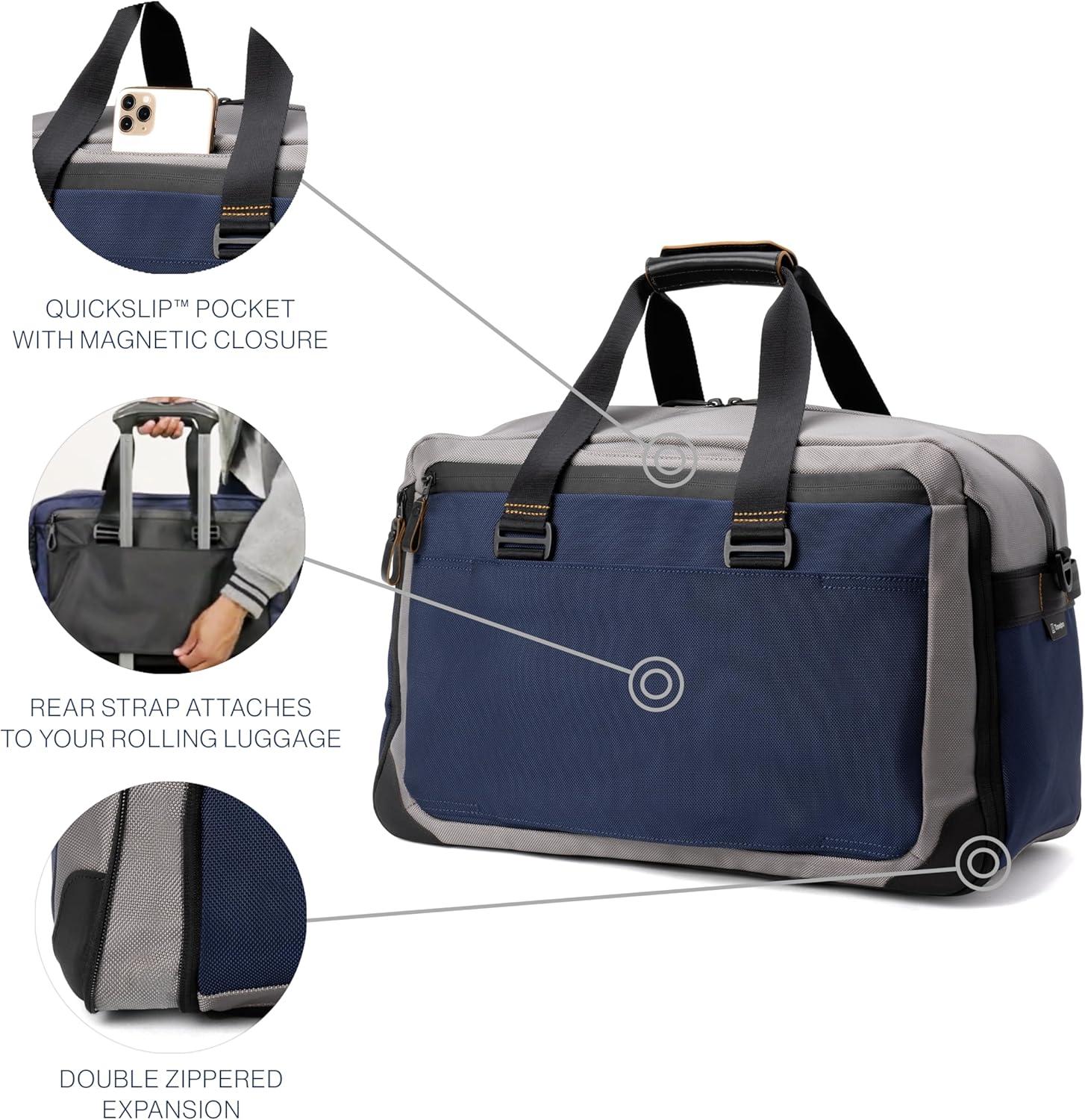 imageTravelpro Altitude Double Expansion Travel Duffel Bag 4048L Weekender Overnight Water Resistant Men and WomenStellar NavyGrey