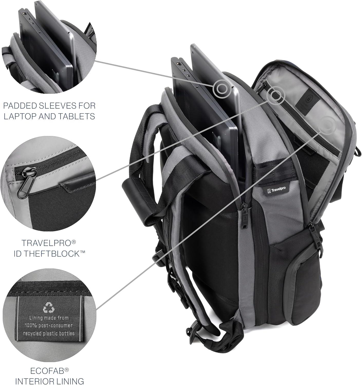 imageTravelpro Altitude Medium Expandable Travel Laptop Backpack 2530L 16 Inch Laptop Water Resistant Work Business Men and Women Falcon GreyFalcon Grey