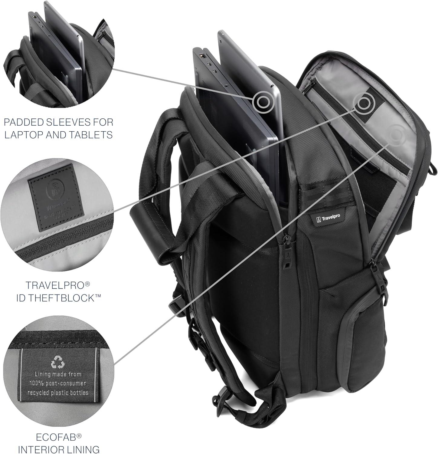 imageTravelpro Altitude Medium Expandable Travel Laptop Backpack 2530L 16 Inch Laptop Water Resistant Work Business Men and Women Falcon GreyJet Black