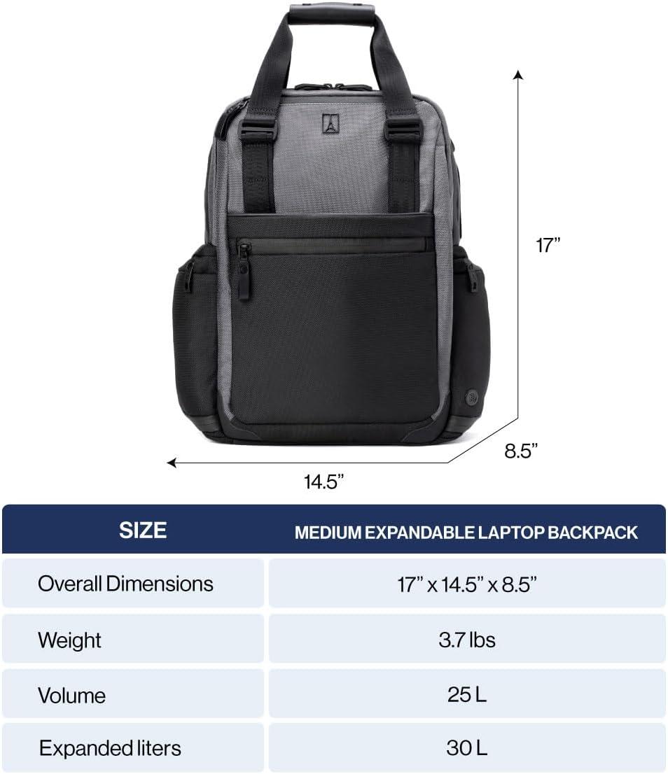 imageTravelpro Altitude Medium Expandable Travel Laptop Backpack 2530L 16 Inch Laptop Water Resistant Work Business Men and Women Falcon GreyStellar NavyGrey