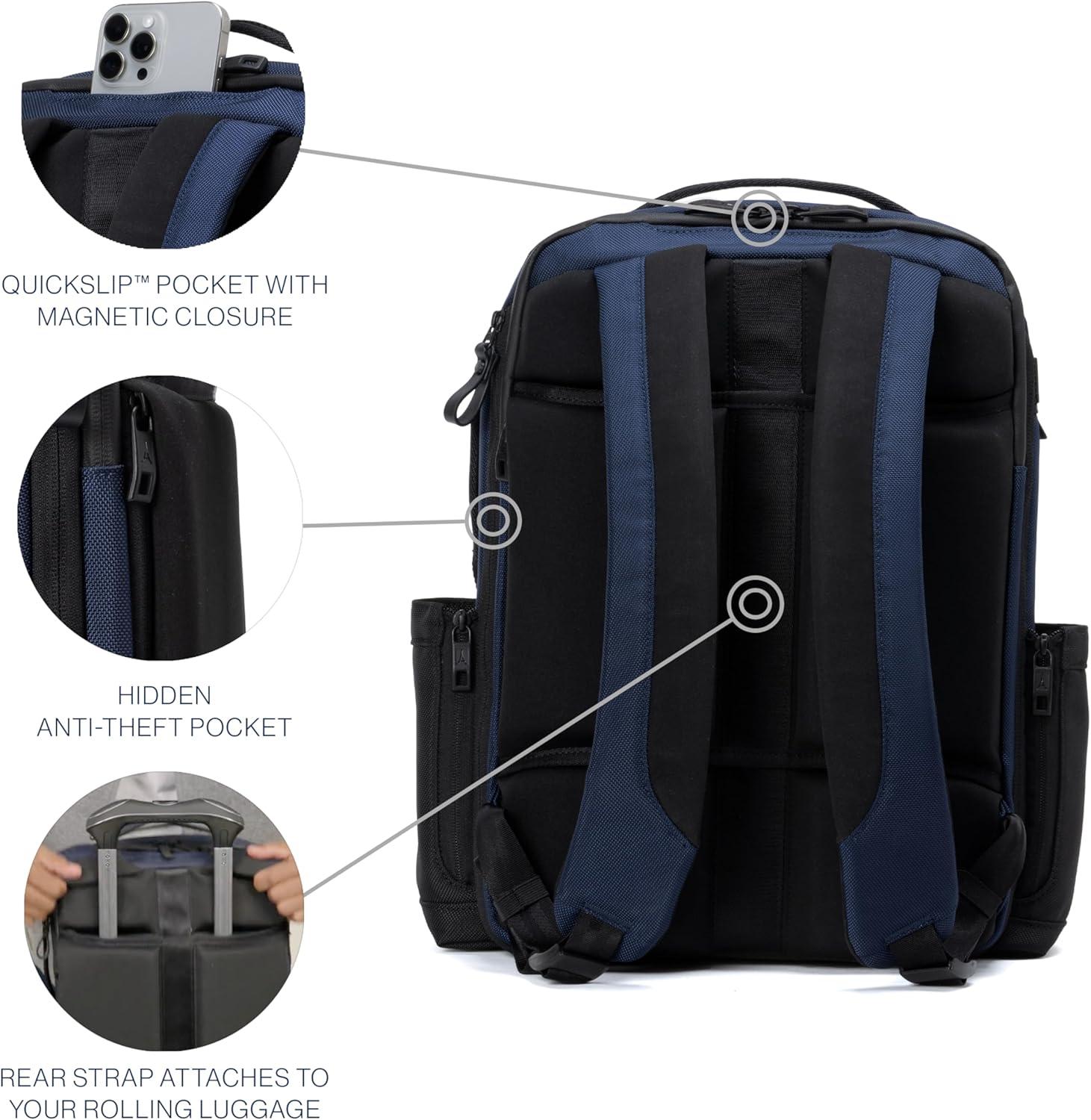 imageTravelpro Altitude Slim Expandable Travel Laptop Backpack 2024L 16 Inch Laptop Water Resistant Work Business Men and Women Stellar NavyGreyAviator Navy
