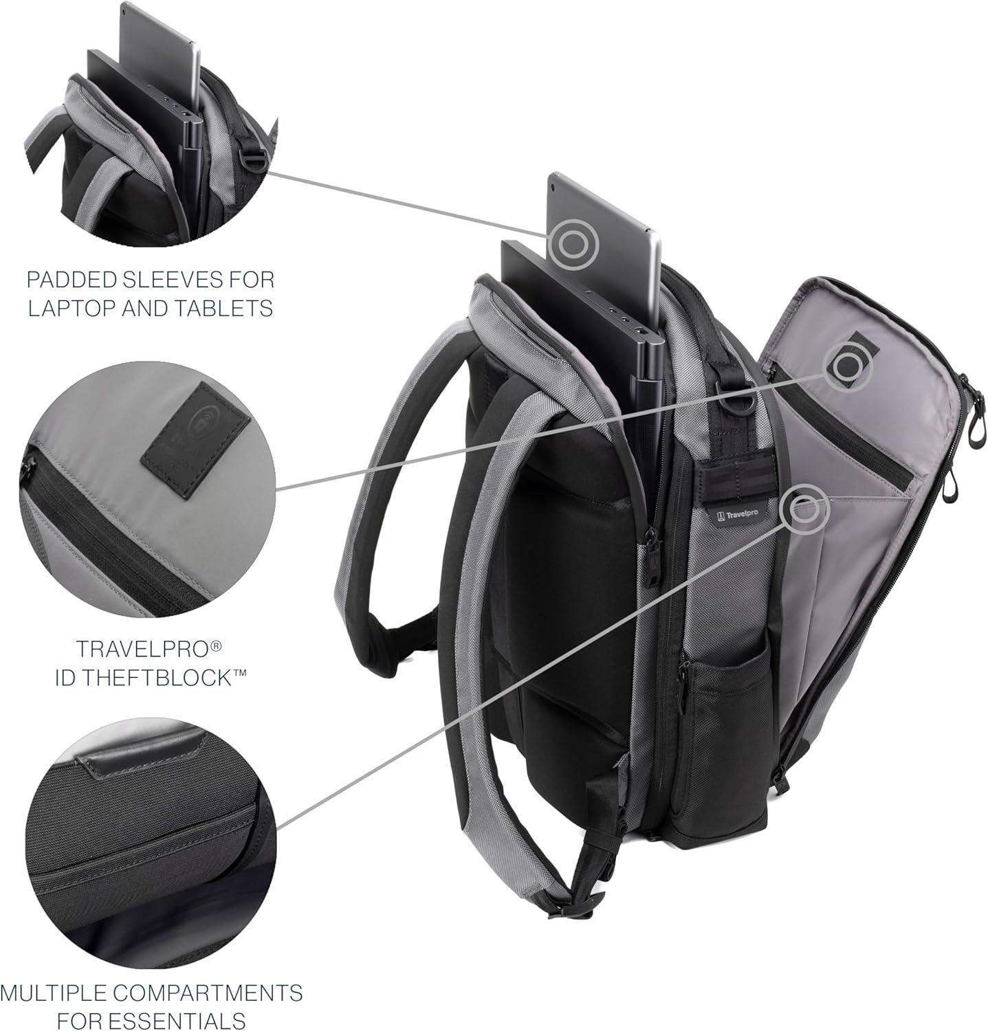 imageTravelpro Altitude Slim Expandable Travel Laptop Backpack 2024L 16 Inch Laptop Water Resistant Work Business Men and Women Stellar NavyGreyFalcon Grey