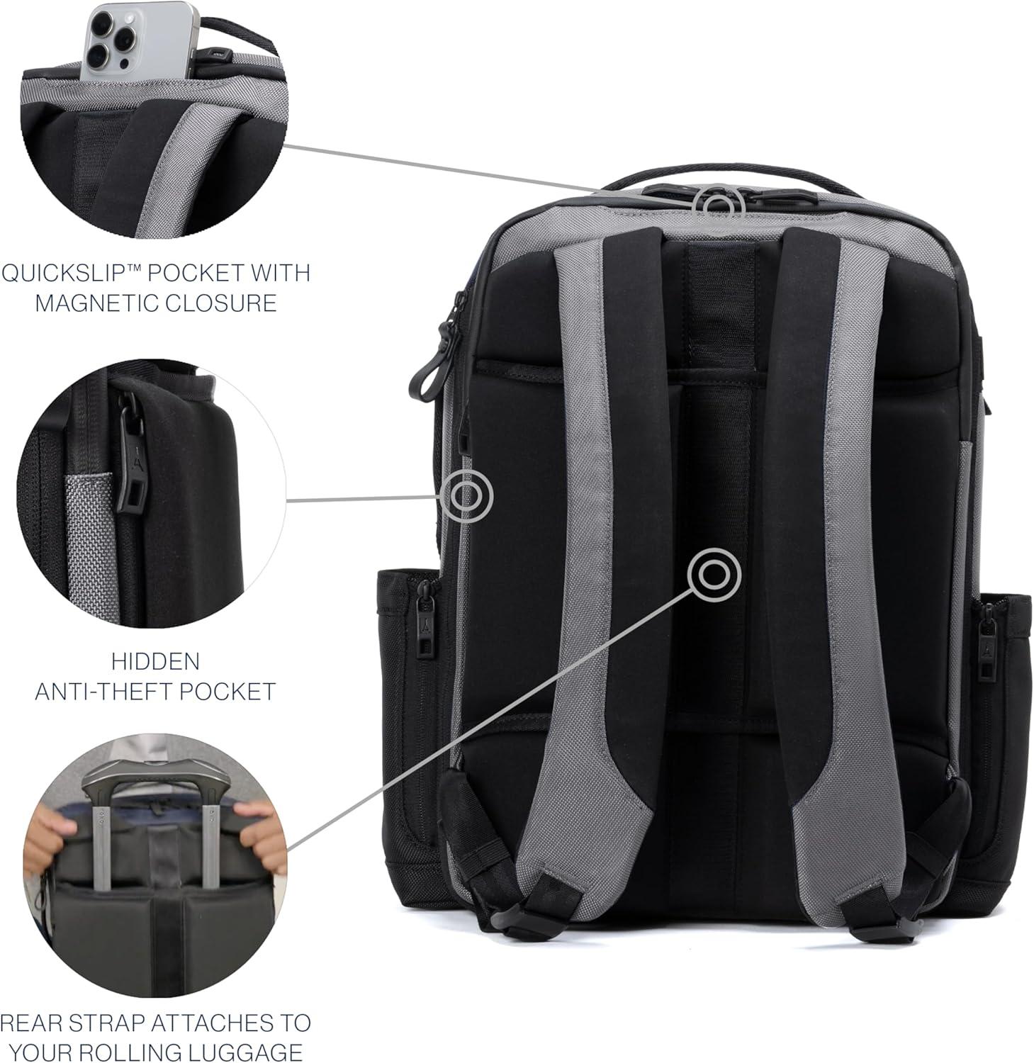 imageTravelpro Altitude Slim Expandable Travel Laptop Backpack 2024L 16 Inch Laptop Water Resistant Work Business Men and Women Stellar NavyGreyFalcon Grey