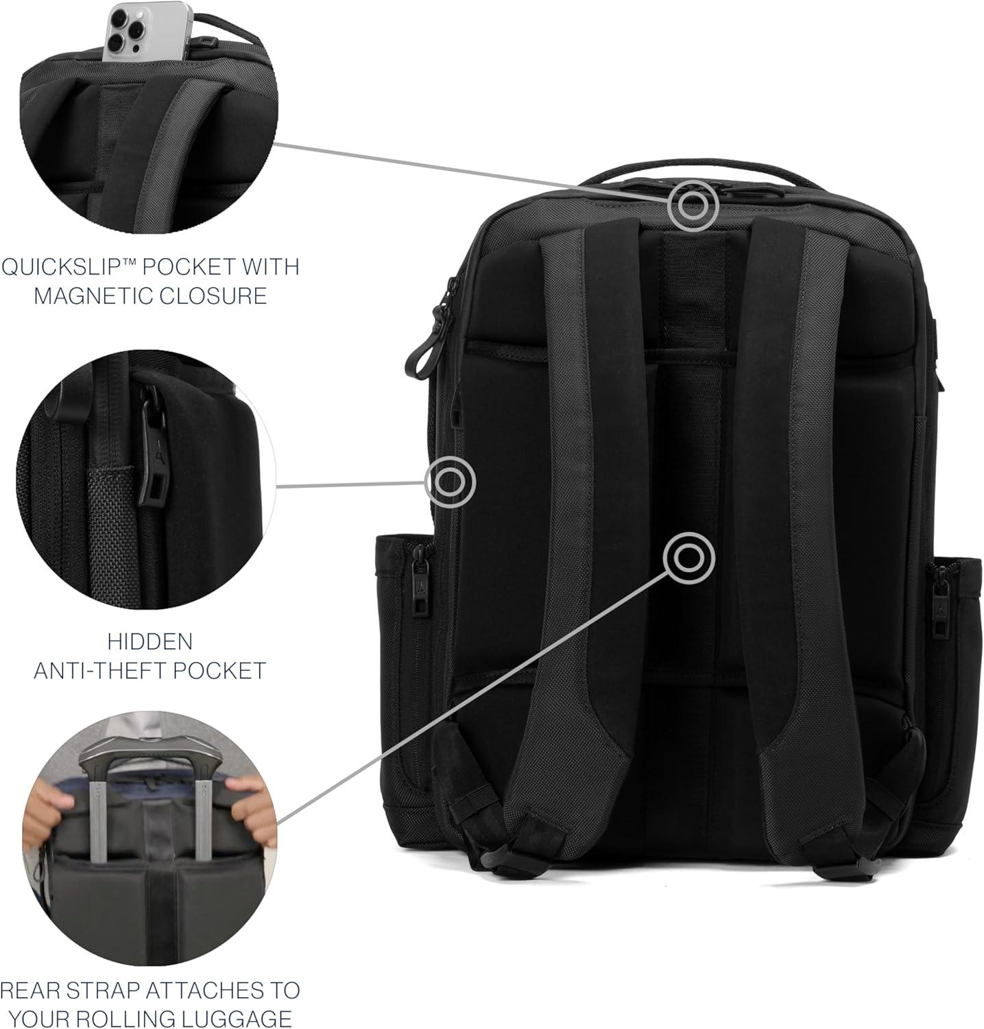 imageTravelpro Altitude Slim Expandable Travel Laptop Backpack 2024L 16 Inch Laptop Water Resistant Work Business Men and Women Stellar NavyGreyJet Black