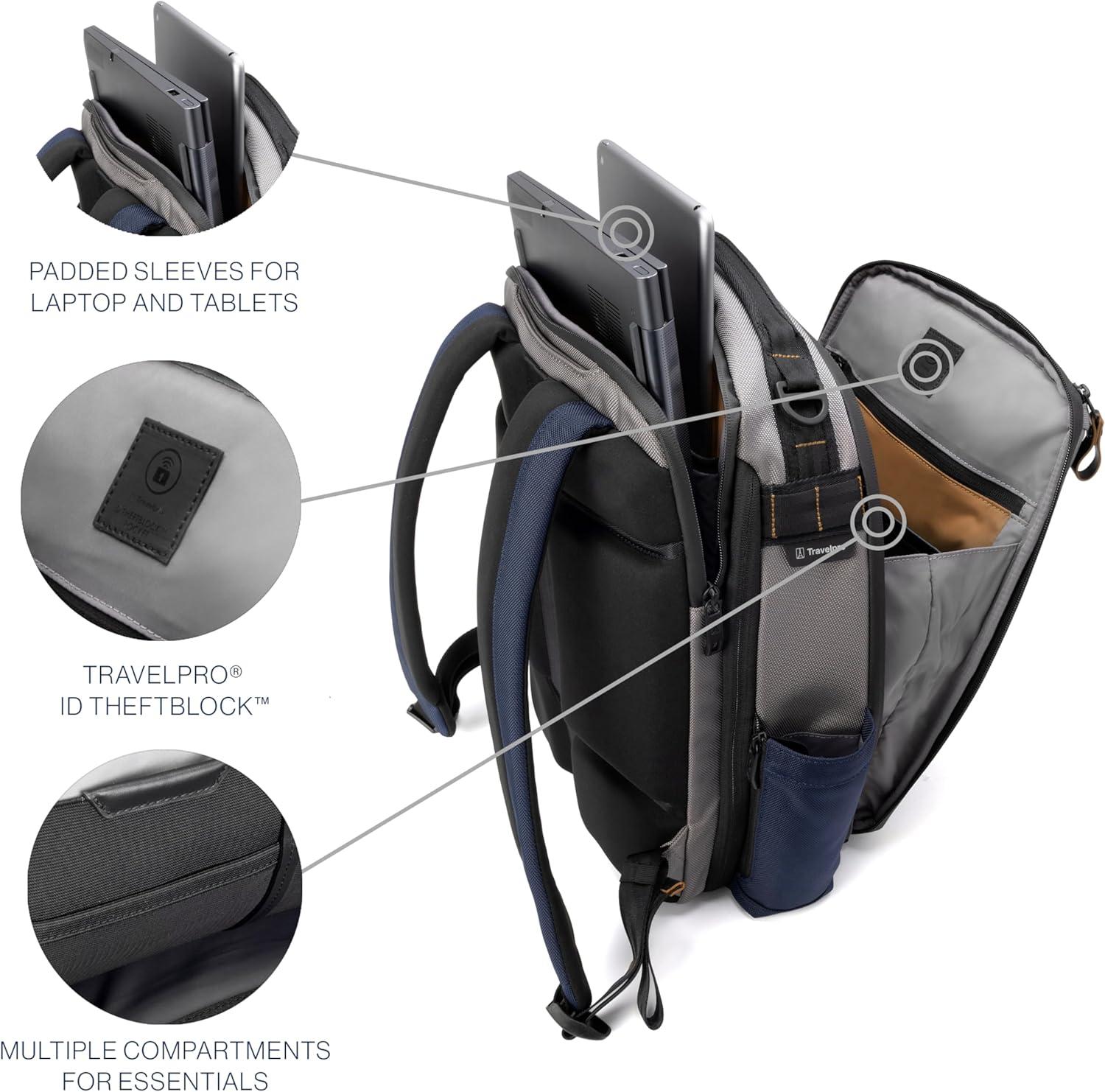 imageTravelpro Altitude Slim Expandable Travel Laptop Backpack 2024L 16 Inch Laptop Water Resistant Work Business Men and Women Stellar NavyGreyStellar NavyGrey