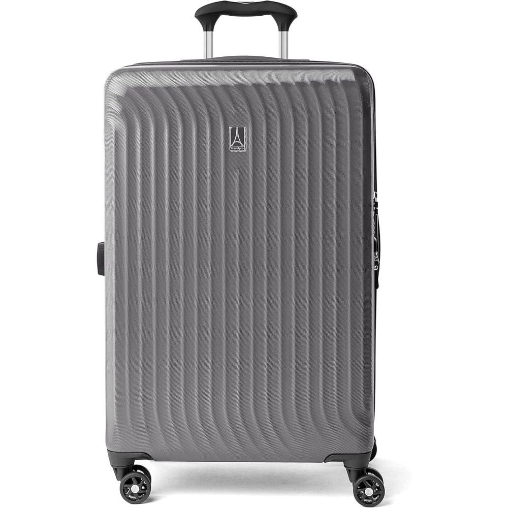 imageTravelpro Maxlite Air Hardside Expandable Checked Luggage 8 Spinner Wheels Lightweight Hard Shell Polycarbonate Suitcase Ensign Blue Checked Medium 25InchShadow Grey