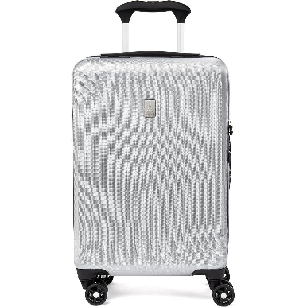 imageTravelpro Maxlite Air Hardside Expandable Checked Luggage 8 Spinner Wheels Lightweight Hard Shell Polycarbonate Suitcase Ensign Blue Checked Medium 25InchMetallic Silver