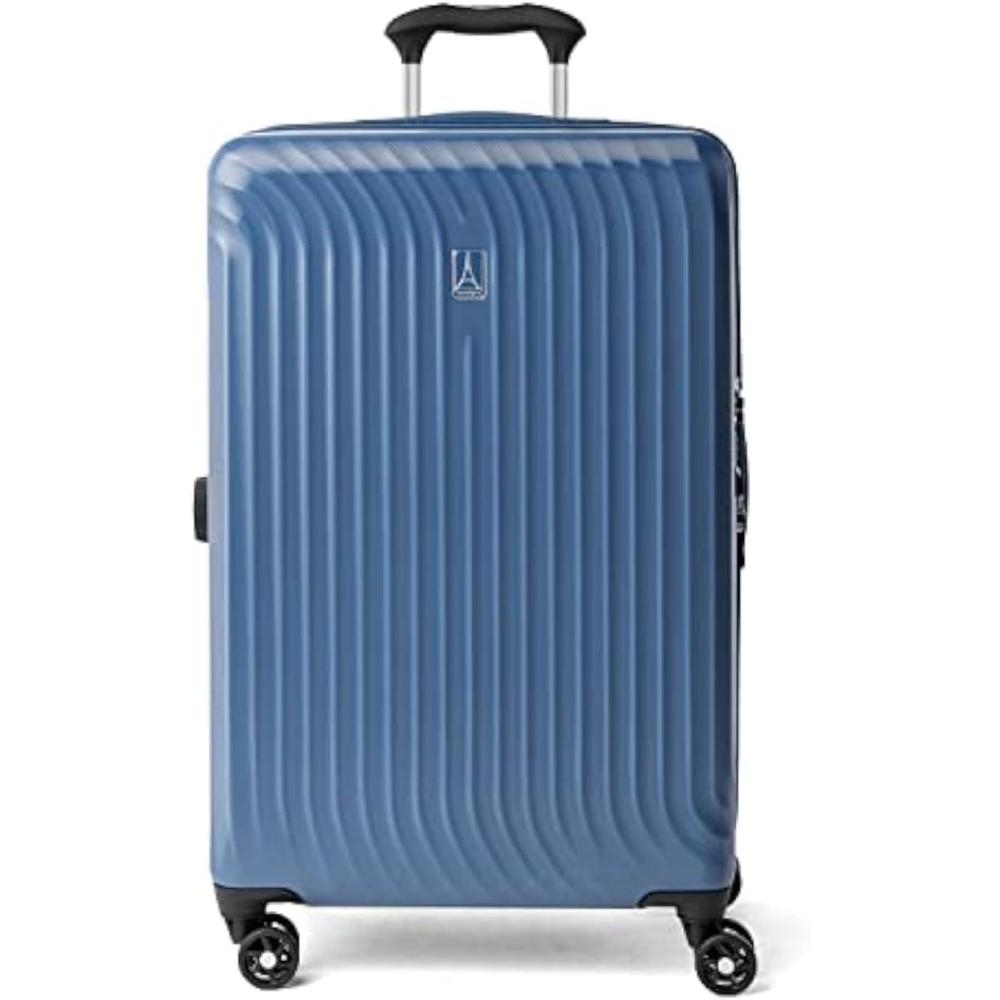 imageTravelpro Maxlite Air Hardside Expandable Checked Luggage 8 Spinner Wheels Lightweight Hard Shell Polycarbonate Suitcase Ensign Blue Checked Medium 25InchEnsign Blue