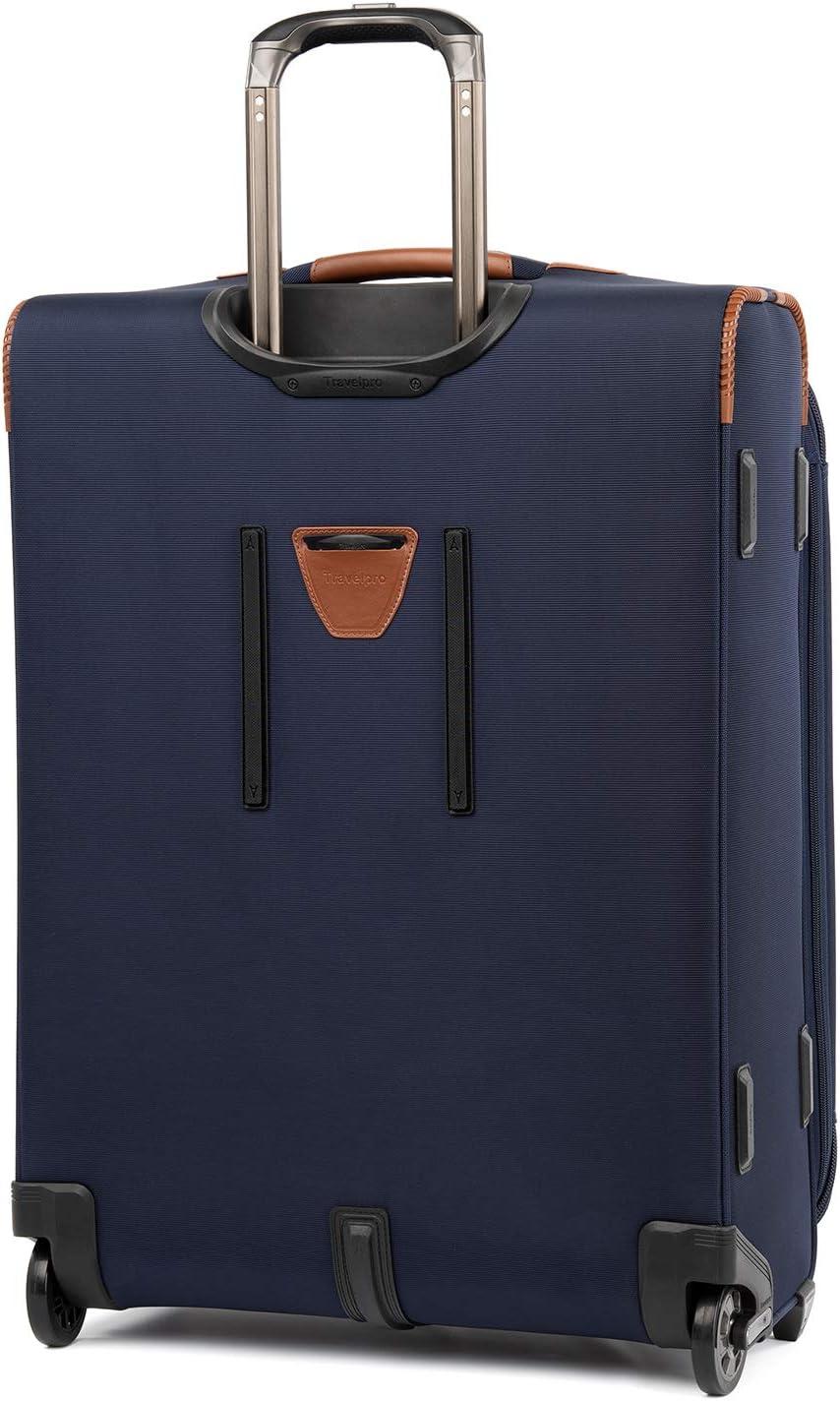 imageTravelpro Crew Versapack Softside Expandable 2 Wheel Upright Checked Luggage TSA Lock Builtin Foldout Suiter Men and Women Jet Black Checked Medium 26InchPatriot Blue