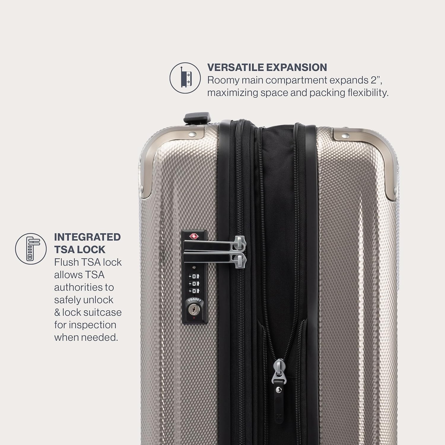 image:imageTravelpro Pathways 3 Hardside Expandable Luggage 8 Spinner Wheels Lightweight Hard Shell Suitcase 2 Piece Set 2125 ChampagneChampagne