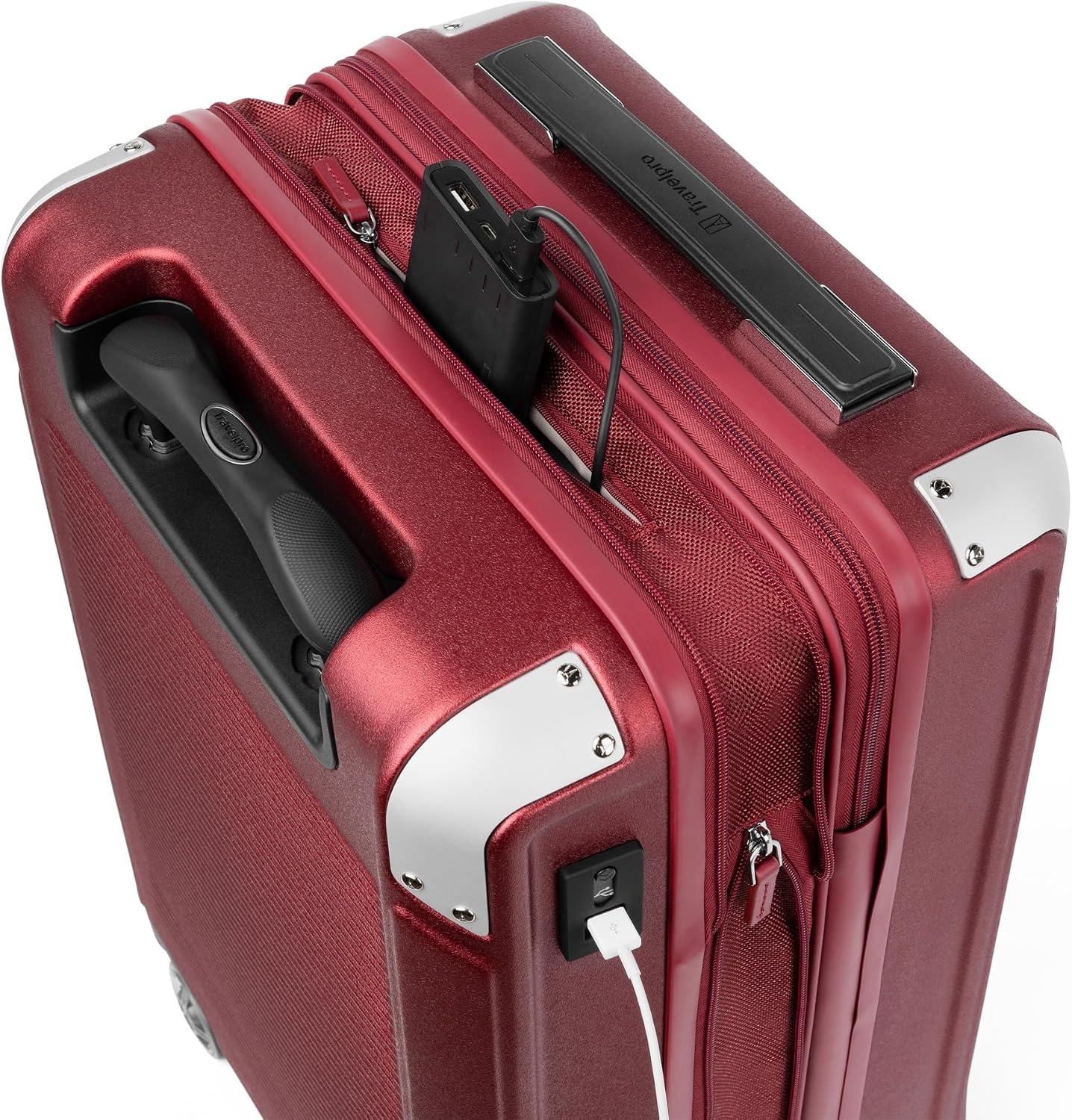 image:imageTravelpro Platinum Elite Hardside Expandable Spinner Wheel Luggage TSA Lock Hard Shell Polycarbonate Suitcase Cream White Carryon 21InchDaring Red