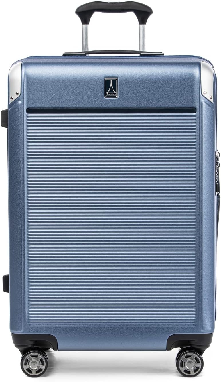 image:imageTravelpro Platinum Elite Hardside Expandable Spinner Wheel Luggage TSA Lock Hard Shell Polycarbonate Suitcase Cream White Carryon 21InchDark Sky Blue