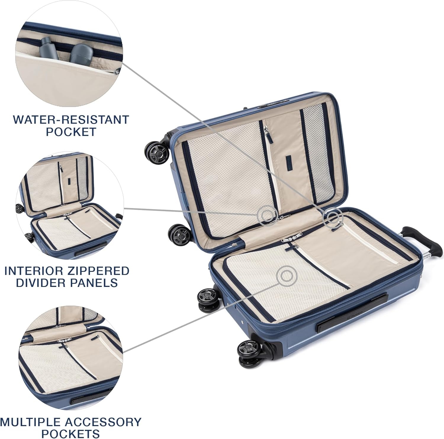 image:imageTravelpro Platinum Elite Hardside Expandable Spinner Wheel Luggage TSA Lock Hard Shell Polycarbonate Suitcase Cream White Carryon 21InchDark Sky Blue