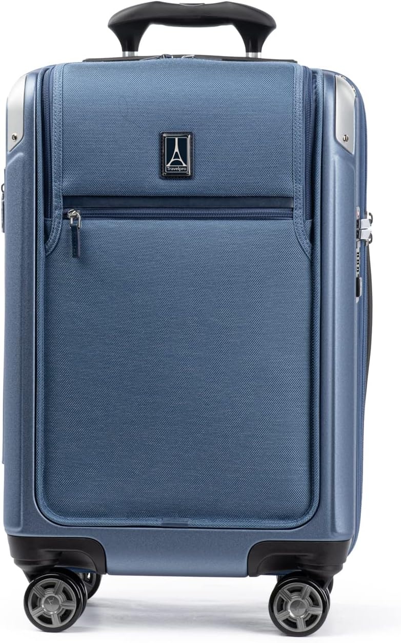 image:imageTravelpro Platinum Elite Hardside Expandable Spinner Wheel Luggage TSA Lock Hard Shell Polycarbonate Suitcase Cream White Carryon 21InchDark Sky Blue