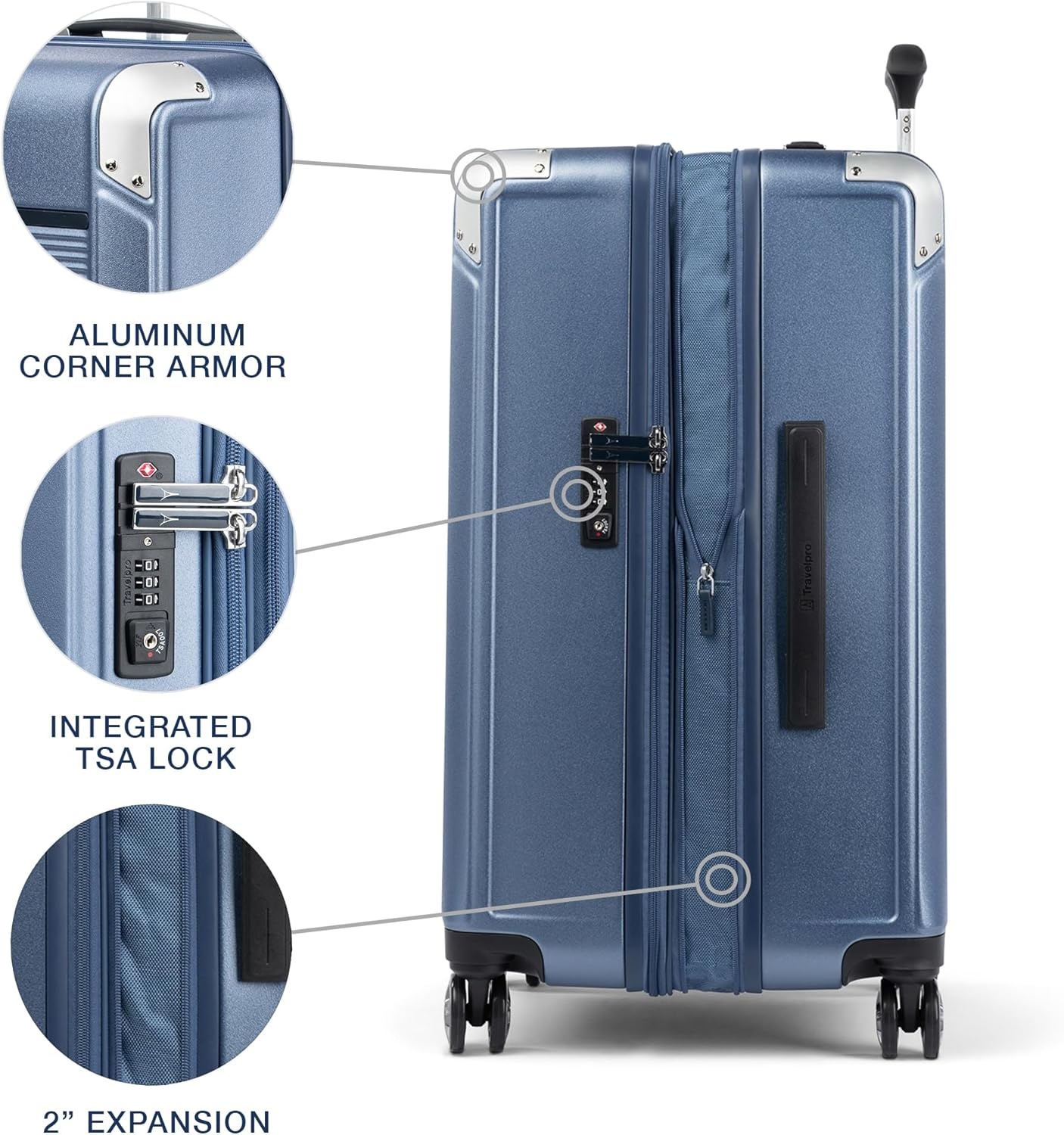 image:imageTravelpro Platinum Elite Hardside Expandable Spinner Wheel Luggage TSA Lock Hard Shell Polycarbonate Suitcase Cream White Carryon 21InchDark Sky Blue