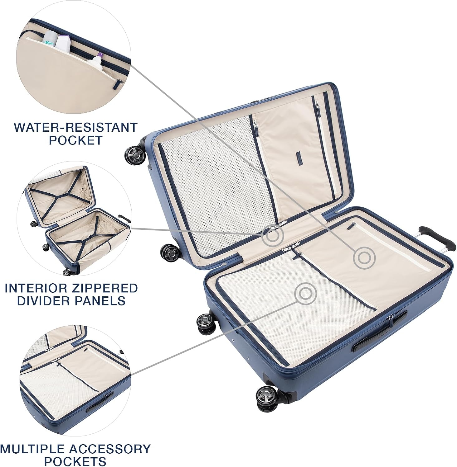 image:imageTravelpro Platinum Elite Hardside Expandable Spinner Wheel Luggage TSA Lock Hard Shell Polycarbonate Suitcase Cream White Carryon 21InchDark Sky Blue