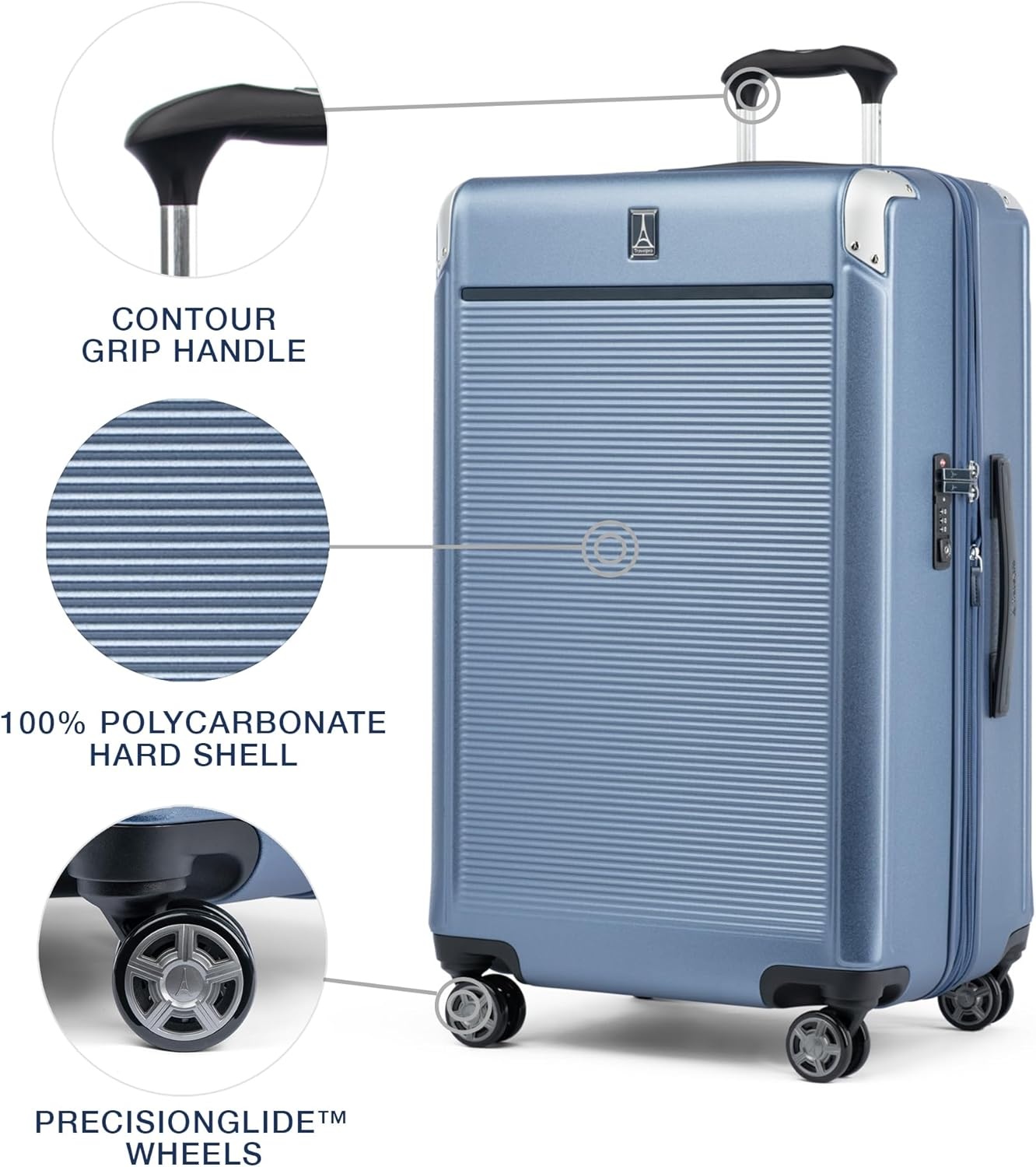 image:imageTravelpro Platinum Elite Hardside Expandable Spinner Wheel Luggage TSA Lock Hard Shell Polycarbonate Suitcase Cream White Carryon 21InchDark Sky Blue