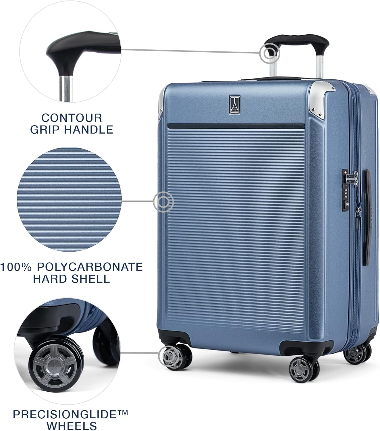 image:imageTravelpro Platinum Elite Hardside Expandable Spinner Wheel Luggage TSA Lock Hard Shell Polycarbonate Suitcase Cream White Carryon 21InchDark Sky Blue