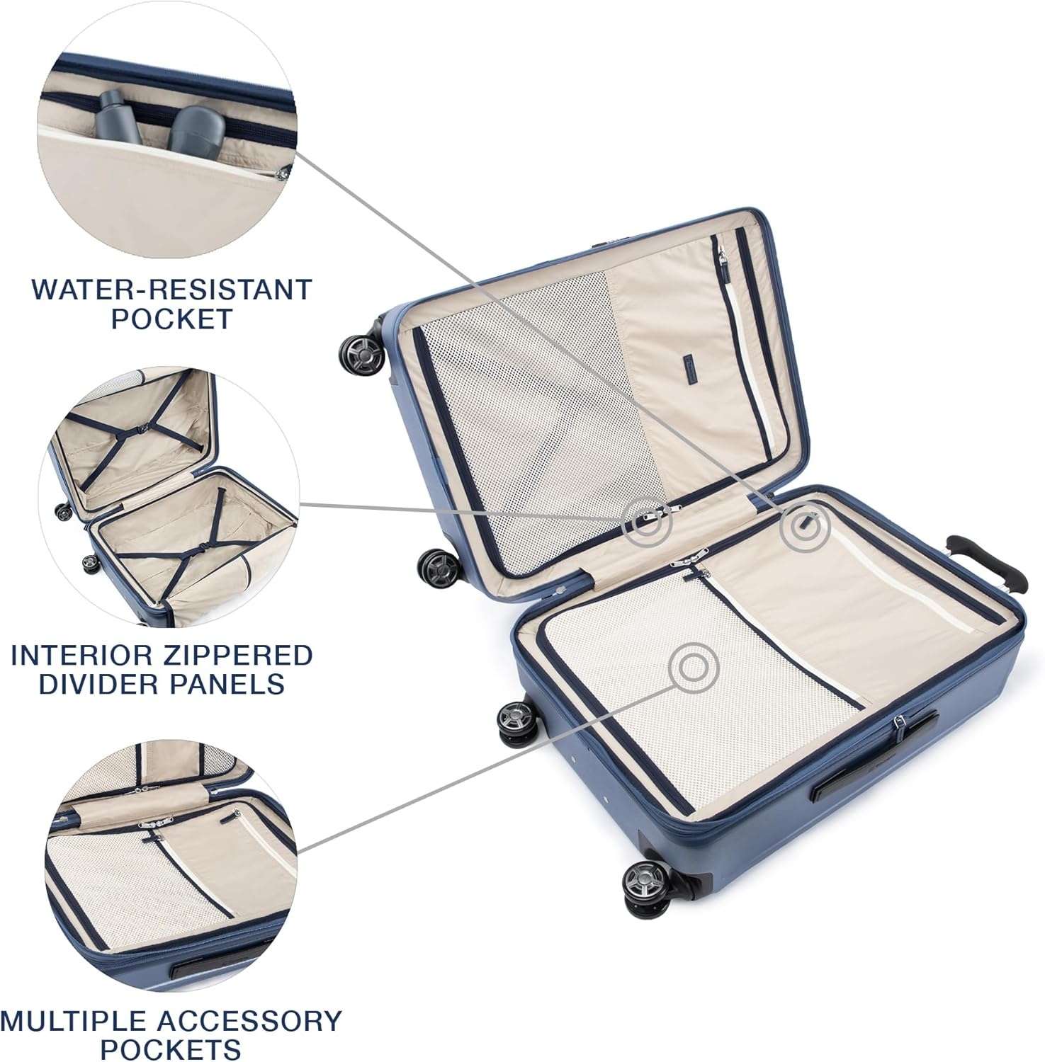 image:imageTravelpro Platinum Elite Hardside Expandable Spinner Wheel Luggage TSA Lock Hard Shell Polycarbonate Suitcase Cream White Carryon 21InchDark Sky Blue