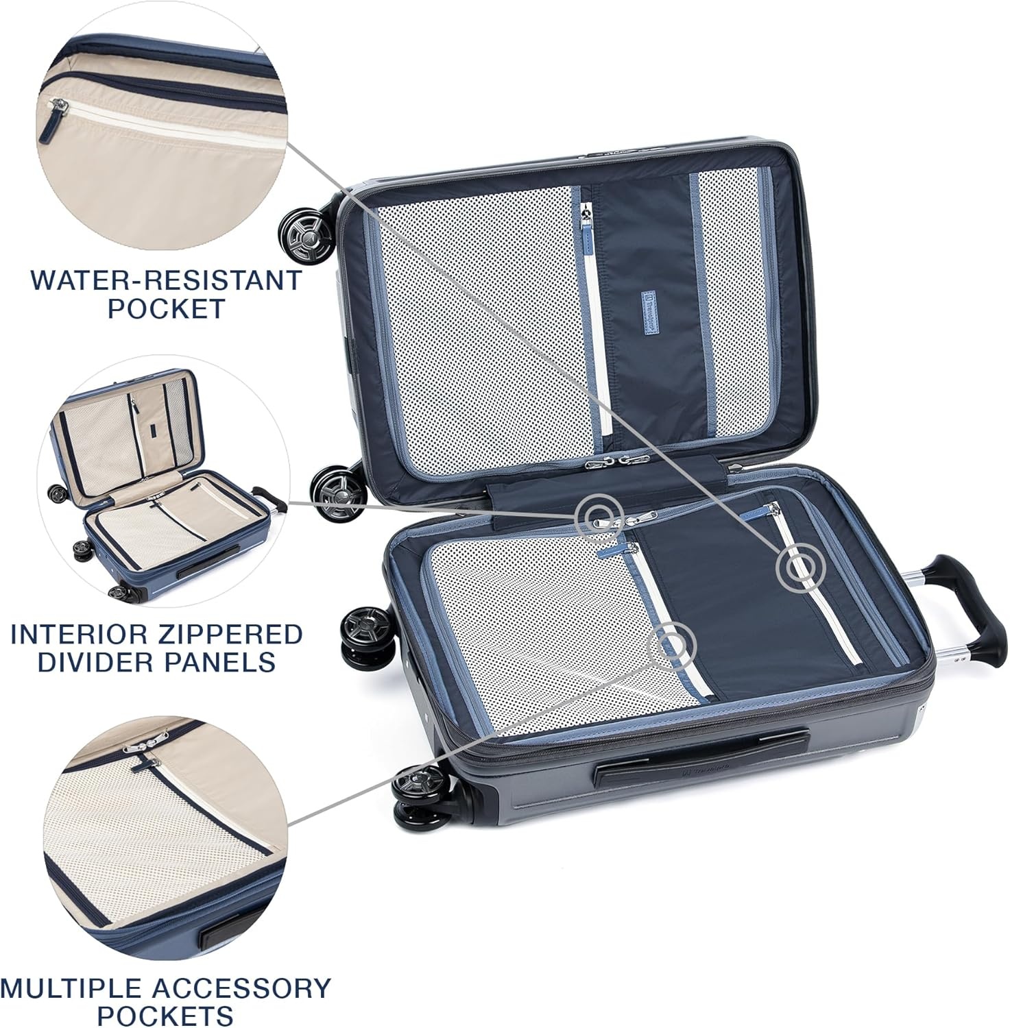 image:imageTravelpro Platinum Elite Hardside Expandable Spinner Wheel Luggage TSA Lock Hard Shell Polycarbonate Suitcase Cream White Carryon 21InchDark Sky Blue