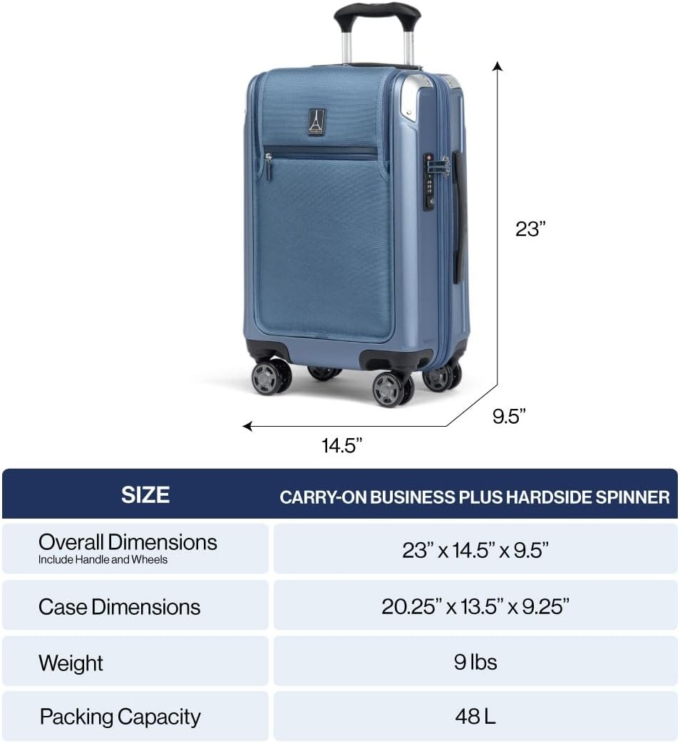 image:imageTravelpro Platinum Elite Hardside Expandable Spinner Wheel Luggage TSA Lock Hard Shell Polycarbonate Suitcase Cream White Carryon 21InchDark Sky Blue