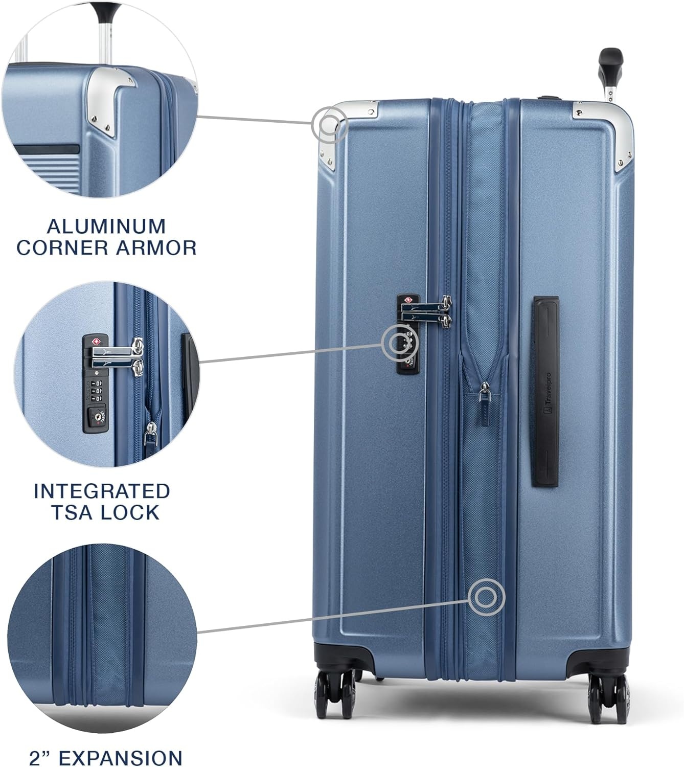 image:imageTravelpro Platinum Elite Hardside Expandable Spinner Wheel Luggage TSA Lock Hard Shell Polycarbonate Suitcase Cream White Carryon 21InchDark Sky Blue