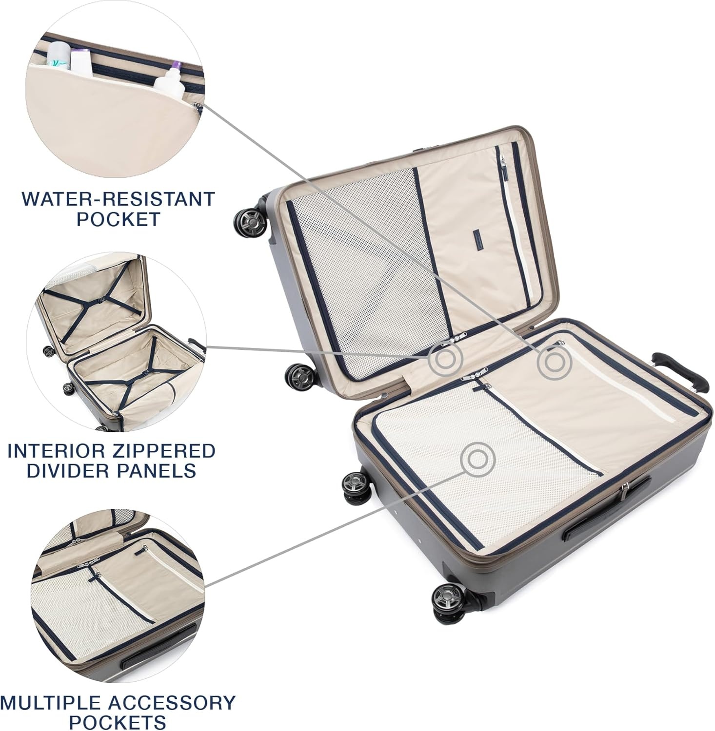image:imageTravelpro Platinum Elite Hardside Expandable Spinner Wheel Luggage TSA Lock Hard Shell Polycarbonate Suitcase Cream White Carryon 21InchMetallic Sand