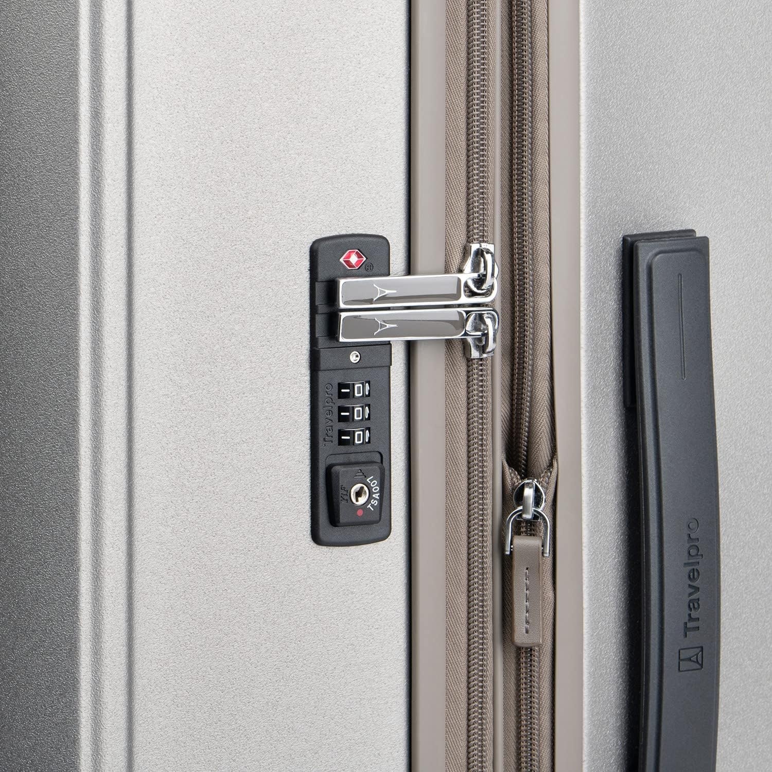 image:imageTravelpro Platinum Elite Hardside Expandable Spinner Wheel Luggage TSA Lock Hard Shell Polycarbonate Suitcase Cream White Carryon 21InchMetallic Sand