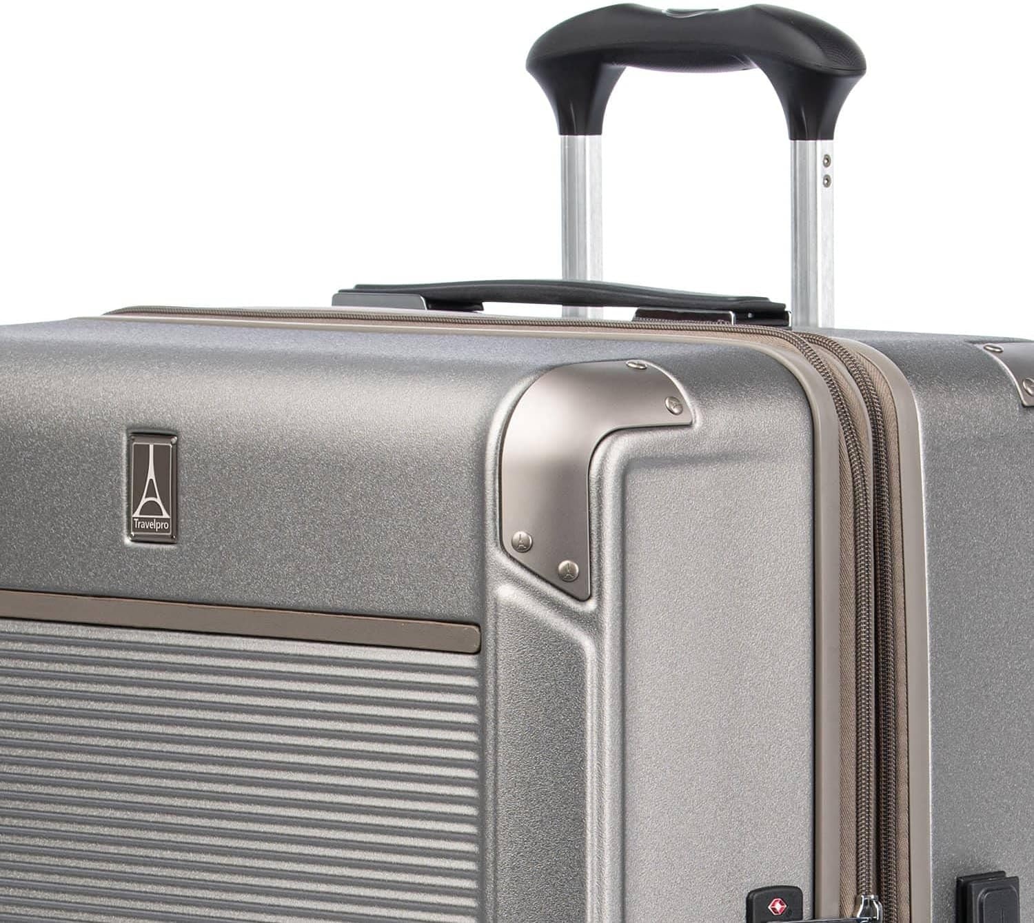image:imageTravelpro Platinum Elite Hardside Expandable Spinner Wheel Luggage TSA Lock Hard Shell Polycarbonate Suitcase Cream White Carryon 21InchMetallic Sand