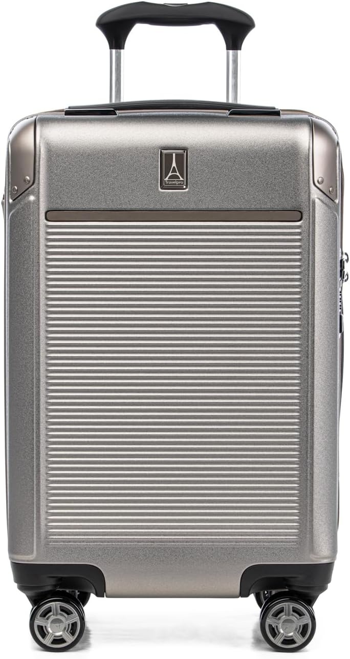 image:imageTravelpro Platinum Elite Hardside Expandable Spinner Wheel Luggage TSA Lock Hard Shell Polycarbonate Suitcase Cream White Carryon 21InchMetallic Sand