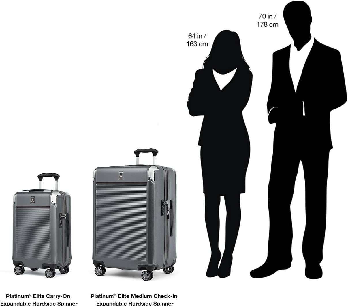 image:imageTravelpro Platinum Elite Hardside Expandable Spinner Wheel Luggage TSA Lock Hard Shell Polycarbonate Suitcase Cream White Carryon 21InchMetallic Sand