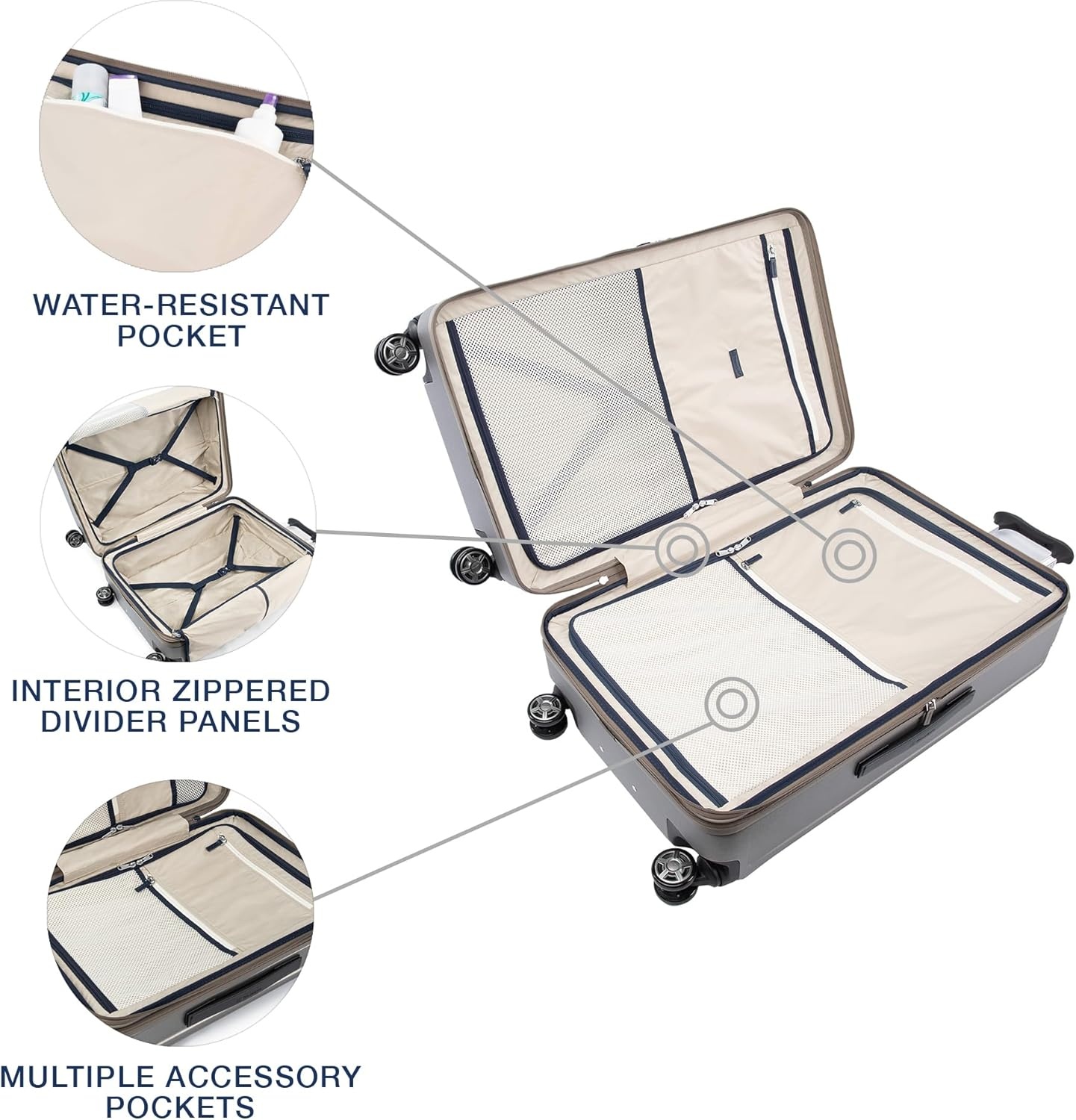 image:imageTravelpro Platinum Elite Hardside Expandable Spinner Wheel Luggage TSA Lock Hard Shell Polycarbonate Suitcase Cream White Carryon 21InchMetallic Sand