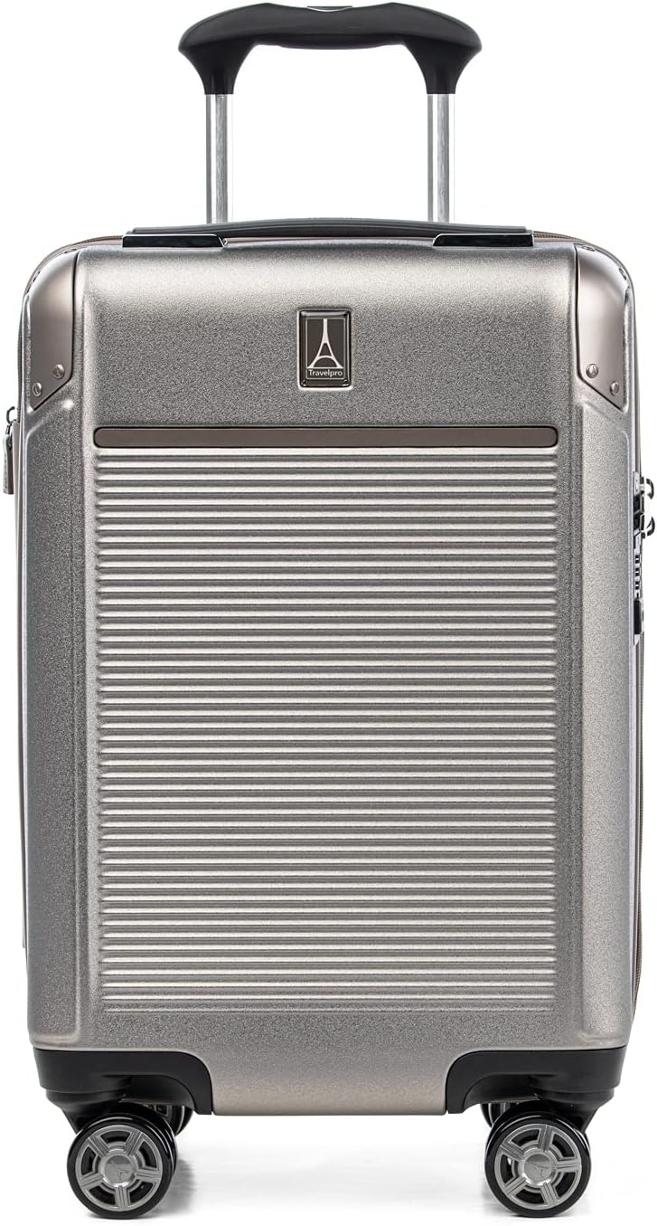 image:imageTravelpro Platinum Elite Hardside Expandable Spinner Wheel Luggage TSA Lock Hard Shell Polycarbonate Suitcase Cream White Carryon 21InchMetallic Sand