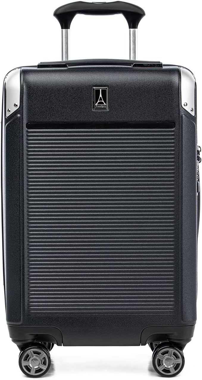 image:imageTravelpro Platinum Elite Hardside Expandable Spinner Wheel Luggage TSA Lock Hard Shell Polycarbonate Suitcase Cream White Carryon 21InchShadow Black