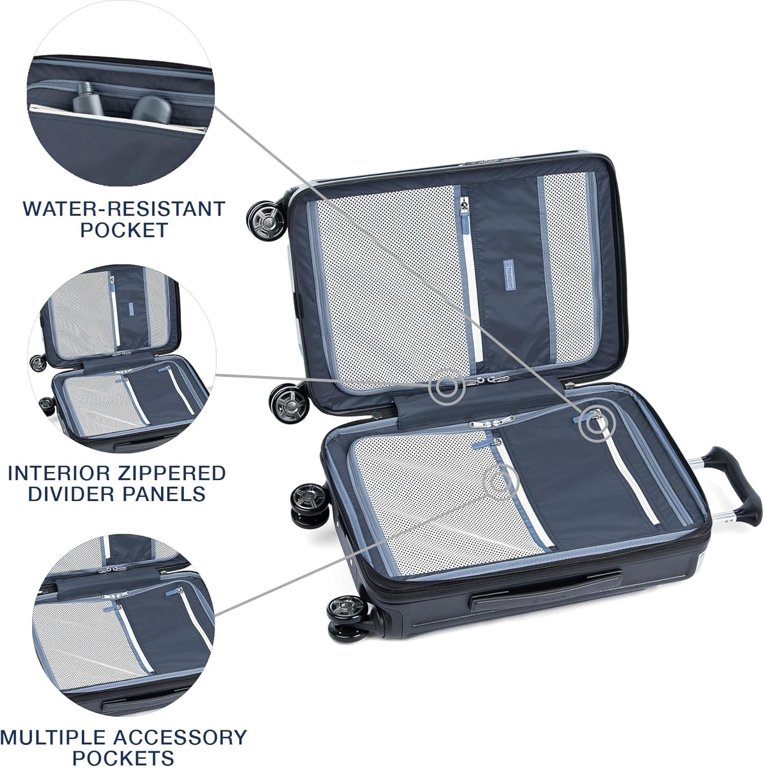 image:imageTravelpro Platinum Elite Hardside Expandable Spinner Wheel Luggage TSA Lock Hard Shell Polycarbonate Suitcase Cream White Carryon 21InchShadow Black