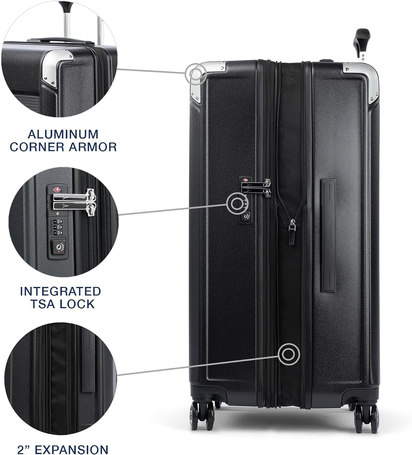 image:imageTravelpro Platinum Elite Hardside Expandable Spinner Wheel Luggage TSA Lock Hard Shell Polycarbonate Suitcase Cream White Carryon 21InchShadow Black