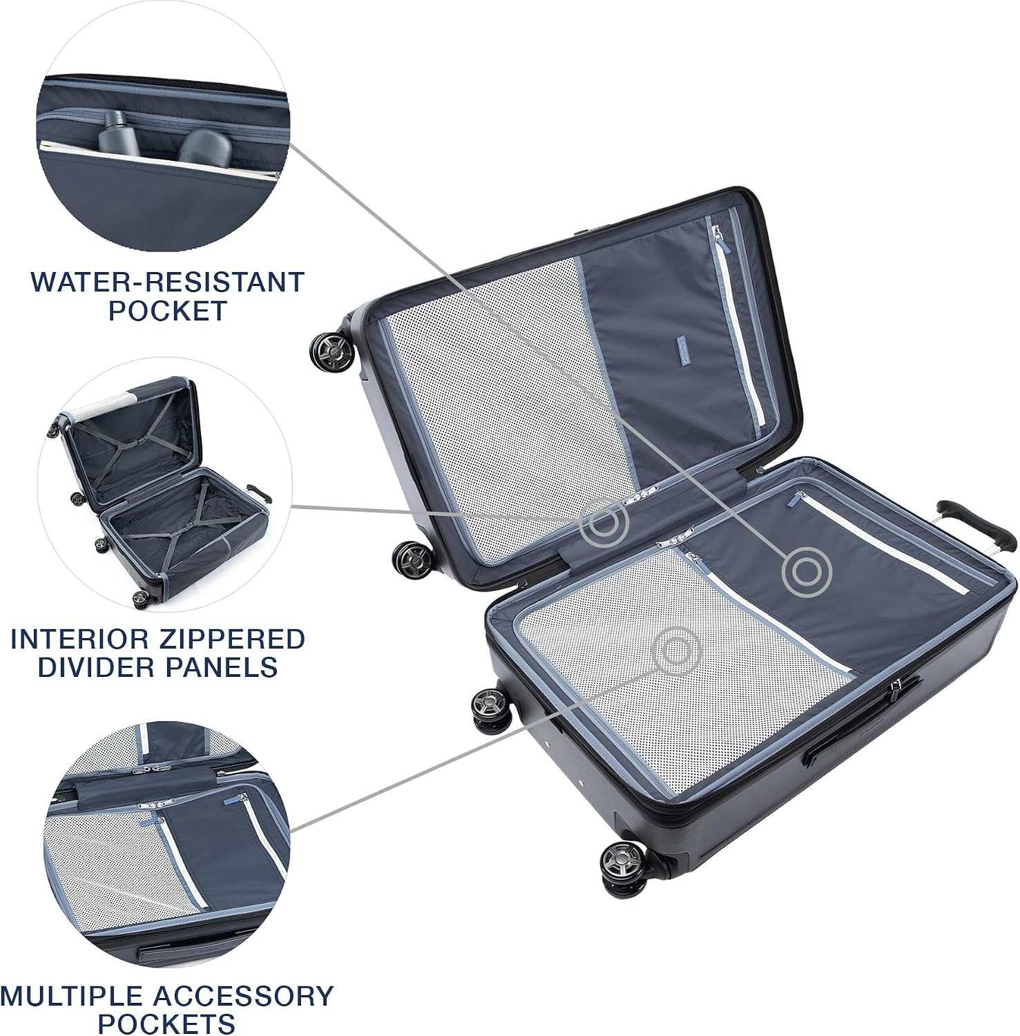 image:imageTravelpro Platinum Elite Hardside Expandable Spinner Wheel Luggage TSA Lock Hard Shell Polycarbonate Suitcase Cream White Carryon 21InchShadow Black