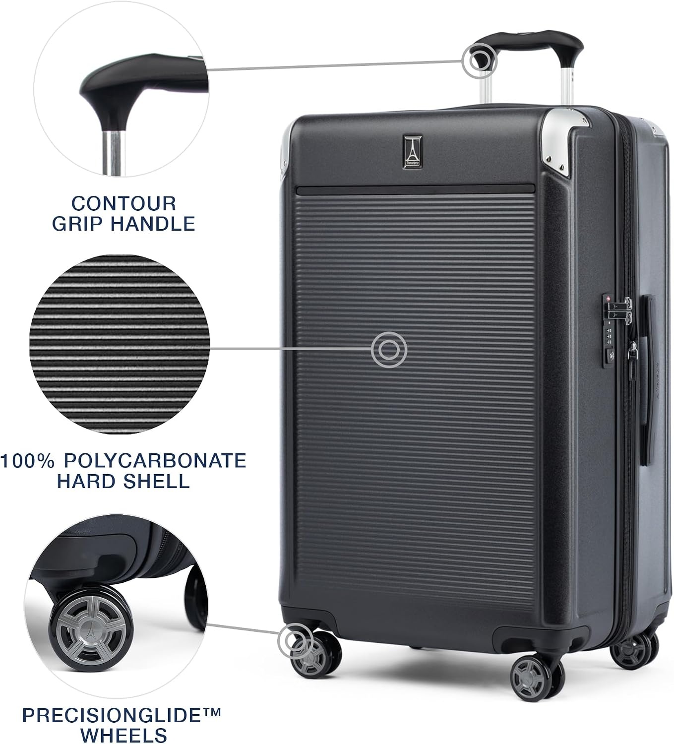 image:imageTravelpro Platinum Elite Hardside Expandable Spinner Wheel Luggage TSA Lock Hard Shell Polycarbonate Suitcase Cream White Carryon 21InchShadow Black