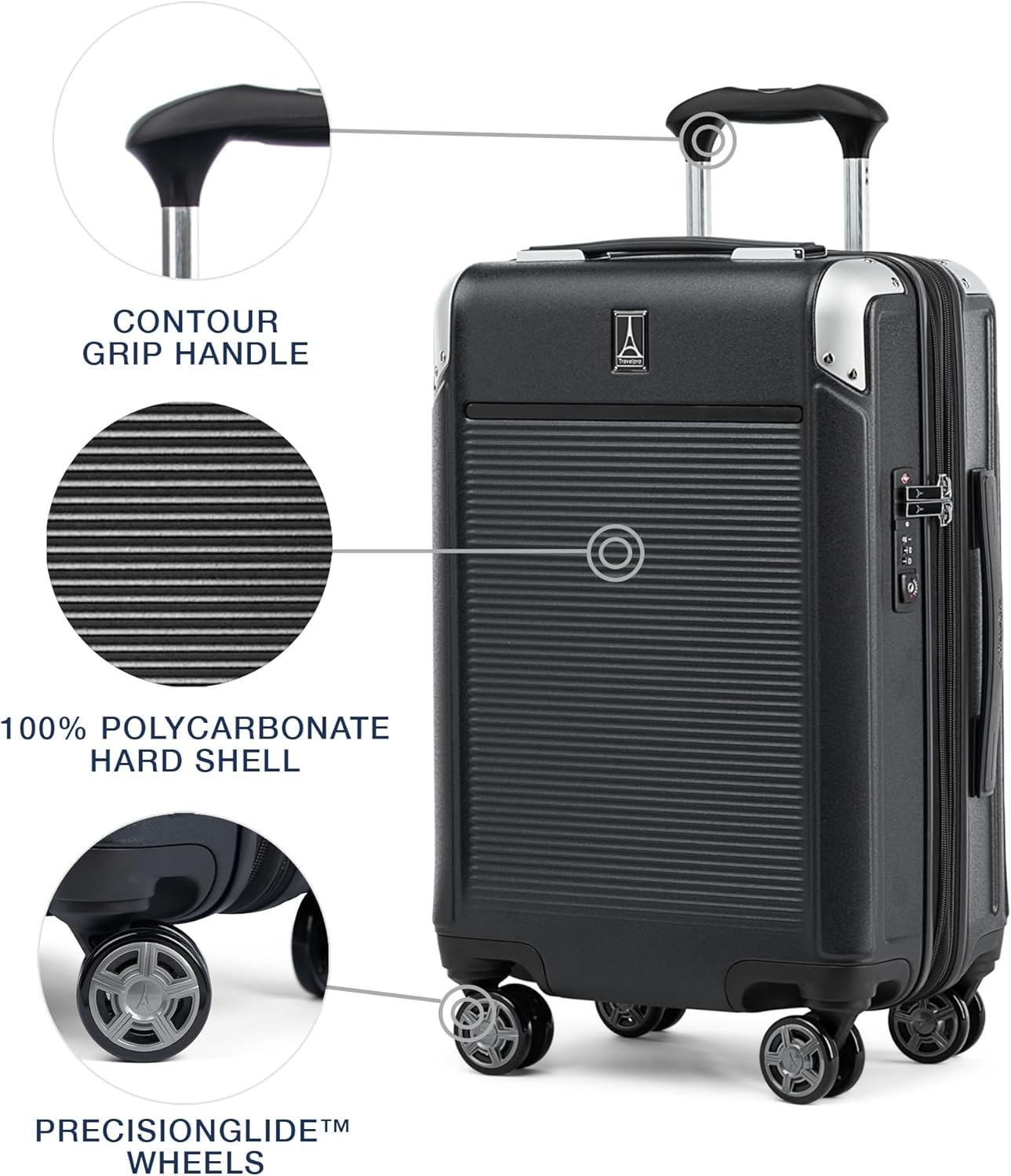 image:imageTravelpro Platinum Elite Hardside Expandable Spinner Wheel Luggage TSA Lock Hard Shell Polycarbonate Suitcase Cream White Carryon 21InchShadow Black