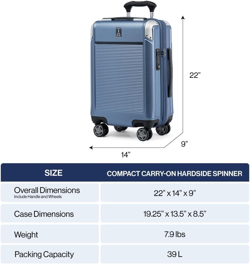 image:imageTravelpro Platinum Elite Hardside Expandable Spinner Wheel Luggage TSA Lock Hard Shell Polycarbonate Suitcase Cream White Carryon 21InchShadow Black