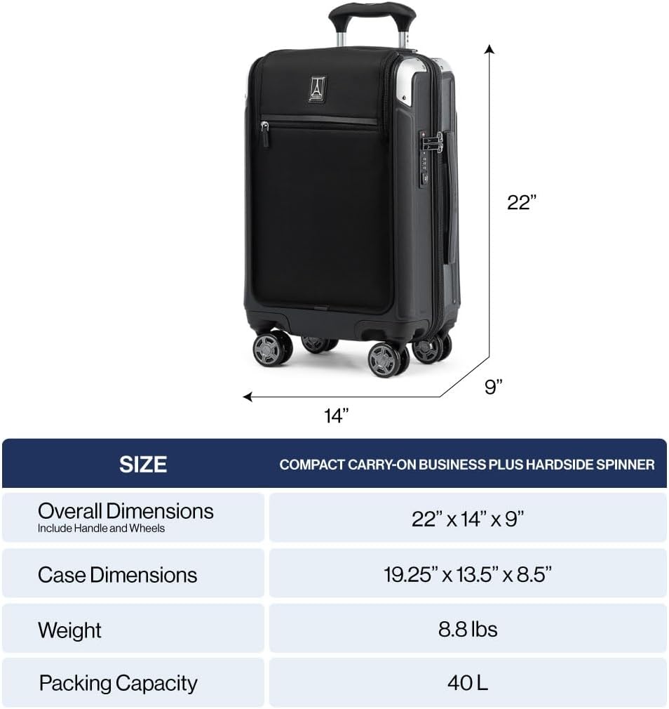 image:imageTravelpro Platinum Elite Hardside Expandable Spinner Wheel Luggage TSA Lock Hard Shell Polycarbonate Suitcase Cream White Carryon 21InchShadow Black