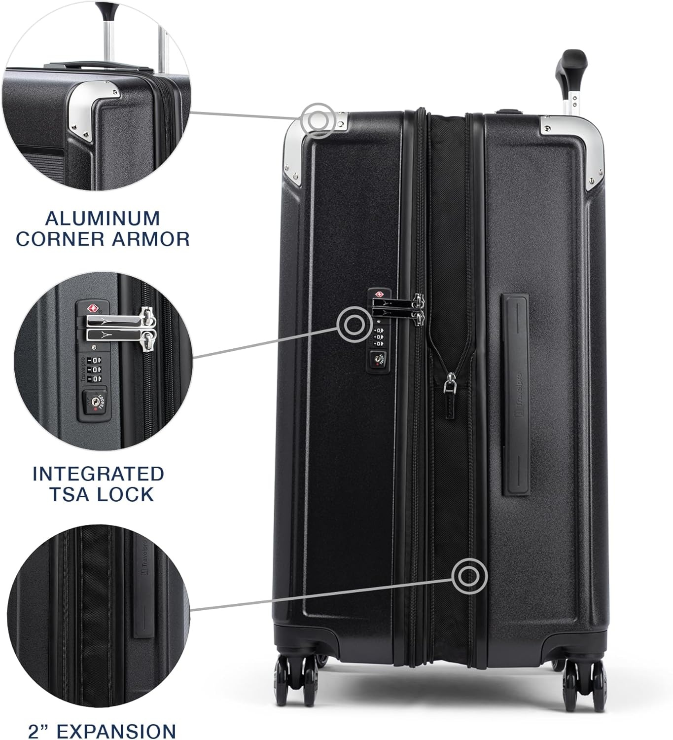 image:imageTravelpro Platinum Elite Hardside Expandable Spinner Wheel Luggage TSA Lock Hard Shell Polycarbonate Suitcase Cream White Carryon 21InchShadow Black