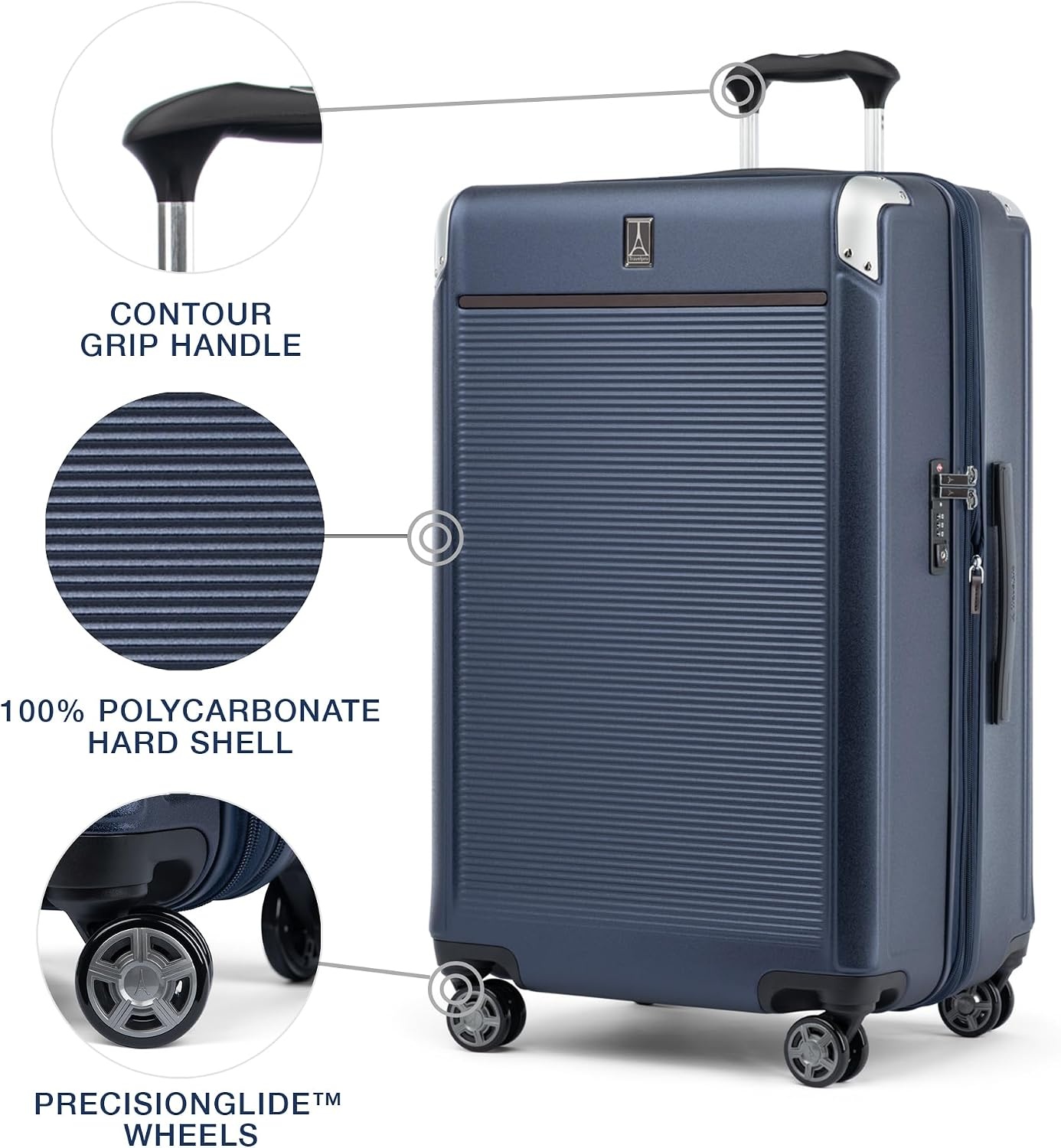 image:imageTravelpro Platinum Elite Hardside Expandable Spinner Wheel Luggage TSA Lock Hard Shell Polycarbonate Suitcase Cream White Carryon 21InchTrue Navy Blue
