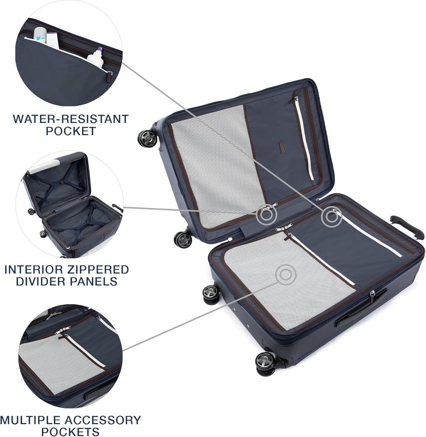image:imageTravelpro Platinum Elite Hardside Expandable Spinner Wheel Luggage TSA Lock Hard Shell Polycarbonate Suitcase Cream White Carryon 21InchTrue Navy Blue