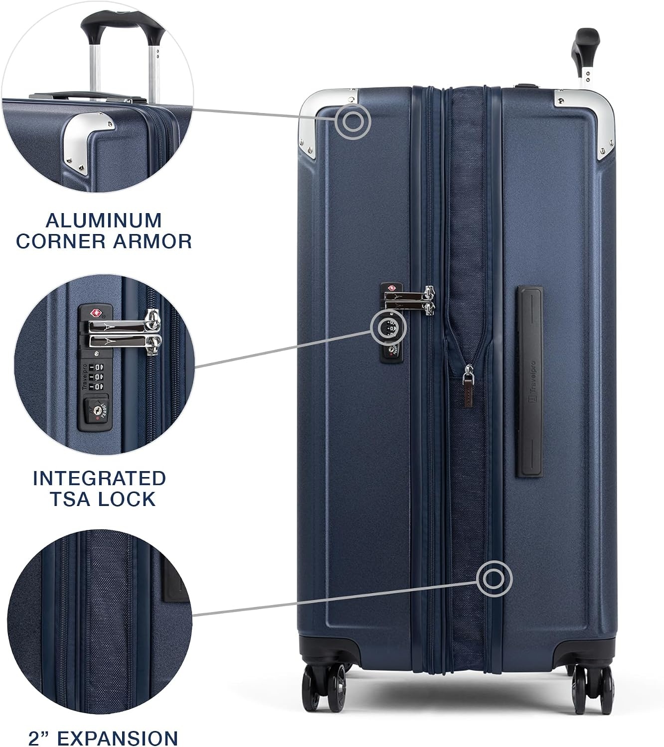 image:imageTravelpro Platinum Elite Hardside Expandable Spinner Wheel Luggage TSA Lock Hard Shell Polycarbonate Suitcase Cream White Carryon 21InchTrue Navy Blue