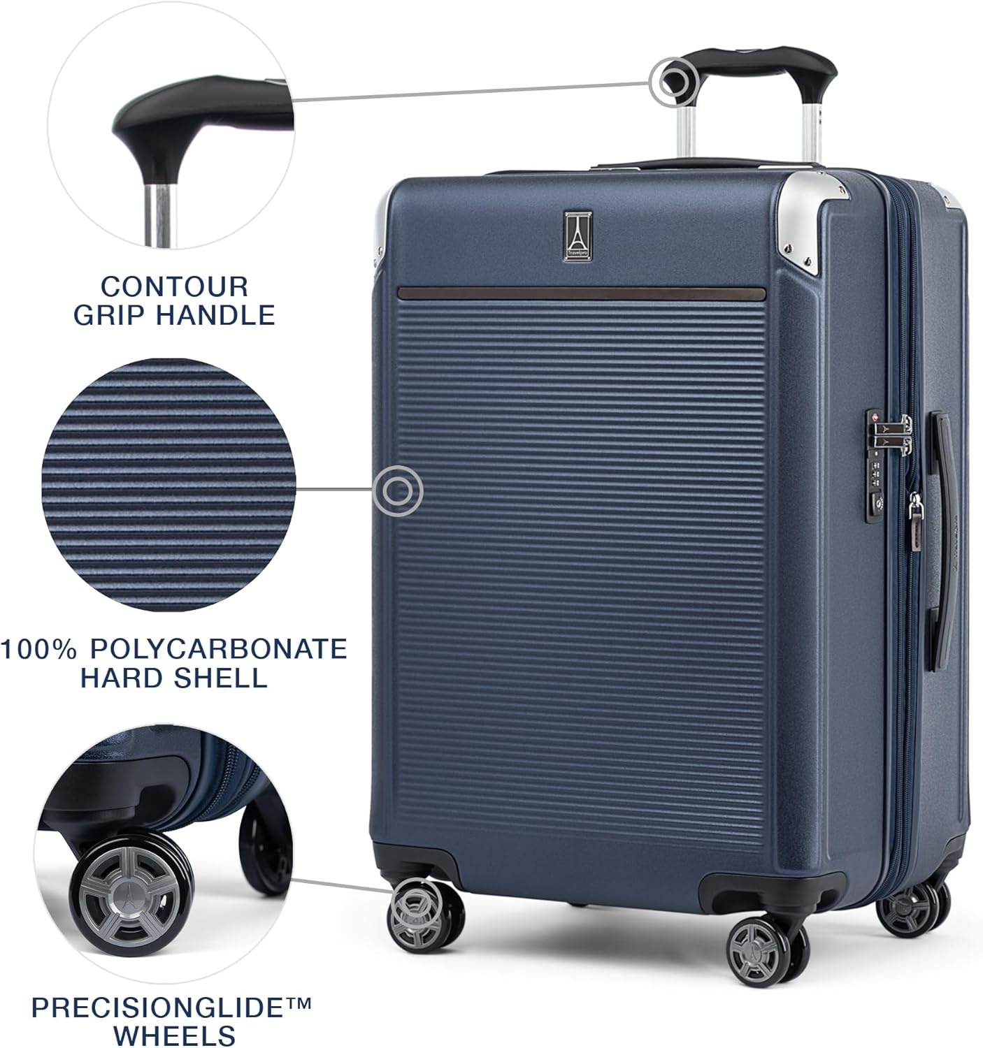 image:imageTravelpro Platinum Elite Hardside Expandable Spinner Wheel Luggage TSA Lock Hard Shell Polycarbonate Suitcase Cream White Carryon 21InchTrue Navy Blue