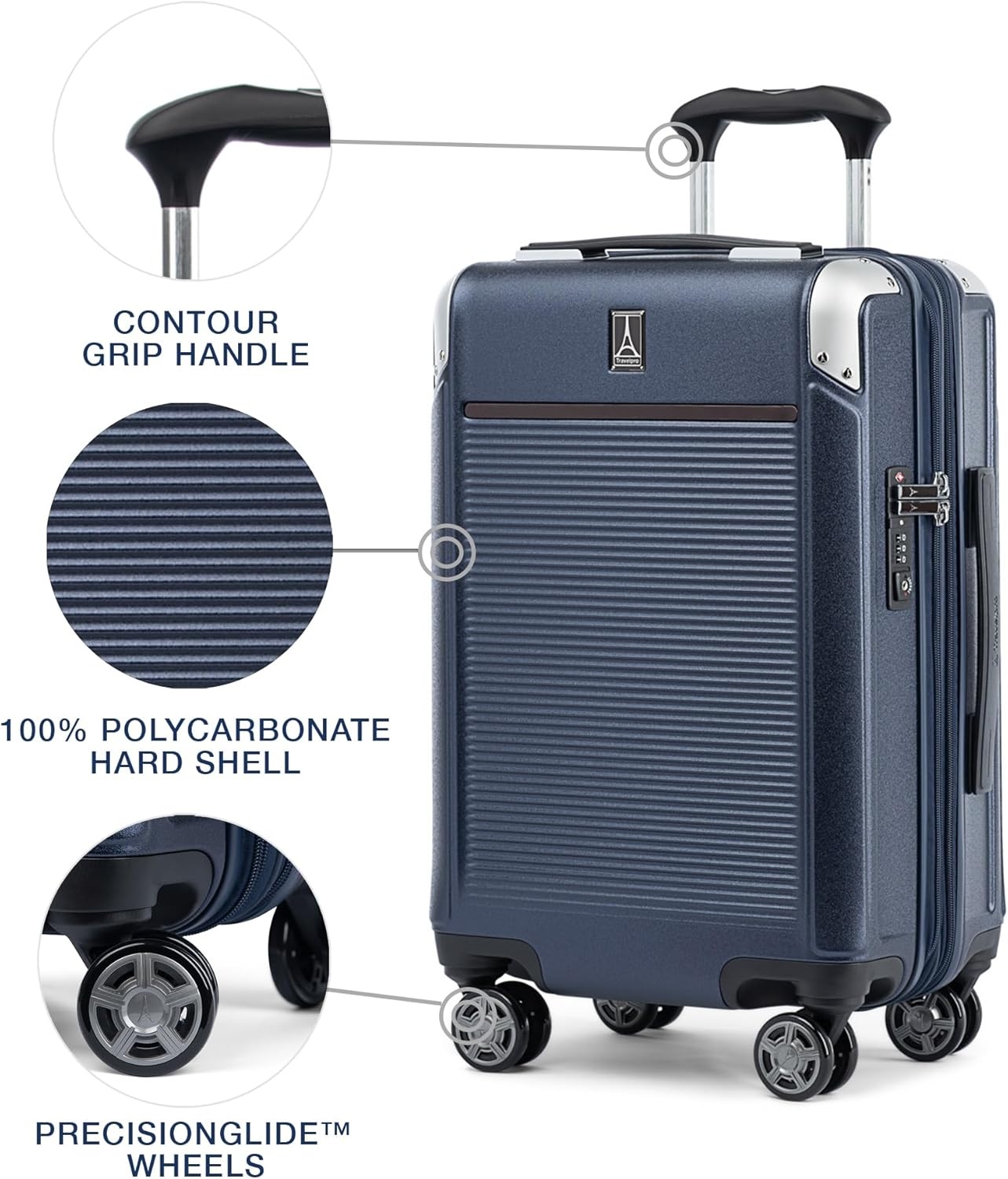 image:imageTravelpro Platinum Elite Hardside Expandable Spinner Wheel Luggage TSA Lock Hard Shell Polycarbonate Suitcase Cream White Carryon 21InchTrue Navy Blue
