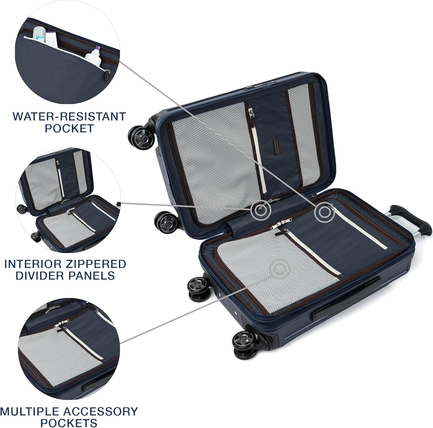 image:imageTravelpro Platinum Elite Hardside Expandable Spinner Wheel Luggage TSA Lock Hard Shell Polycarbonate Suitcase Cream White Carryon 21InchTrue Navy Blue