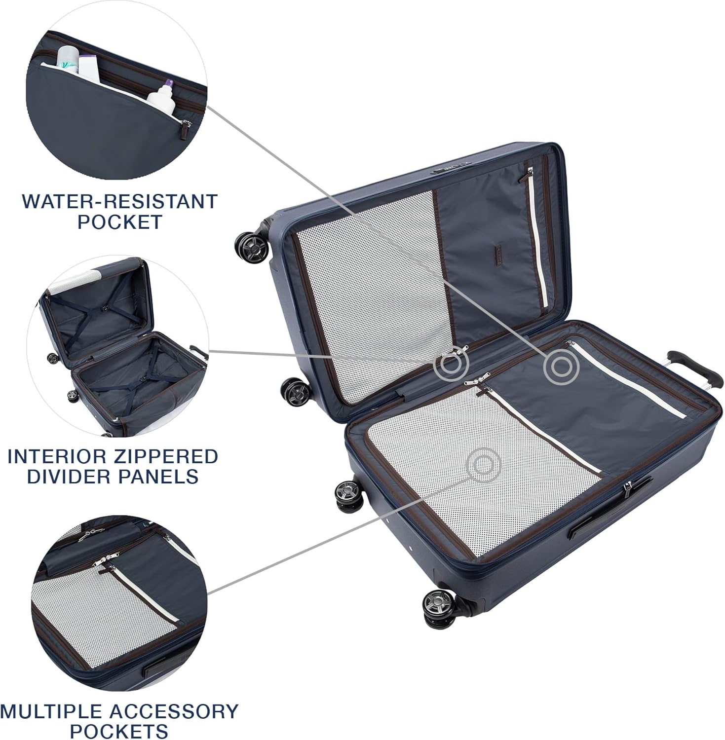 image:imageTravelpro Platinum Elite Hardside Expandable Spinner Wheel Luggage TSA Lock Hard Shell Polycarbonate Suitcase Cream White Carryon 21InchTrue Navy Blue